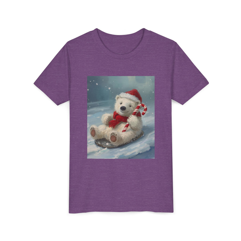 Cute Christmas Bear Youth Short Sleeve Tee