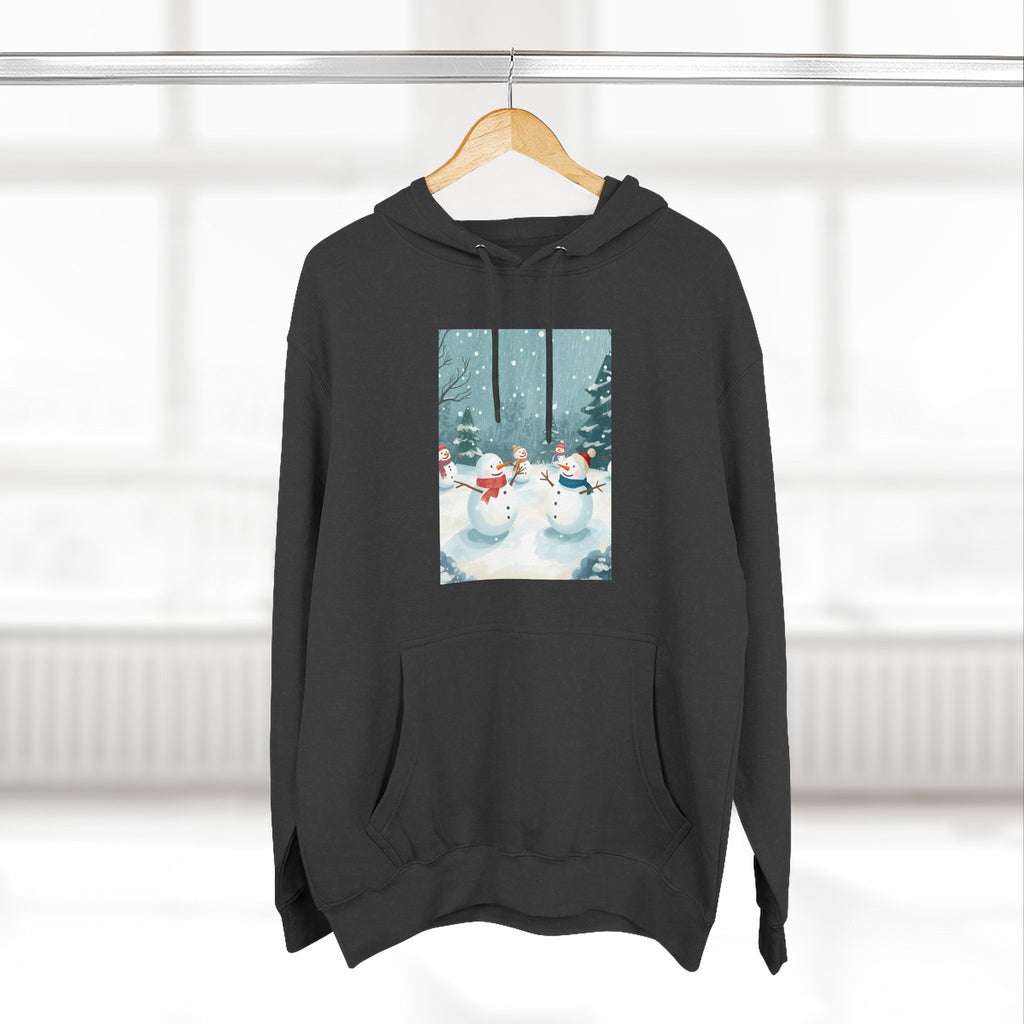 Cozy Snowman Hoodie, Winter Apparel, Holiday Gift, Christmas, Fleece Hoodie, Seasonal Style, Cold Weather Wear