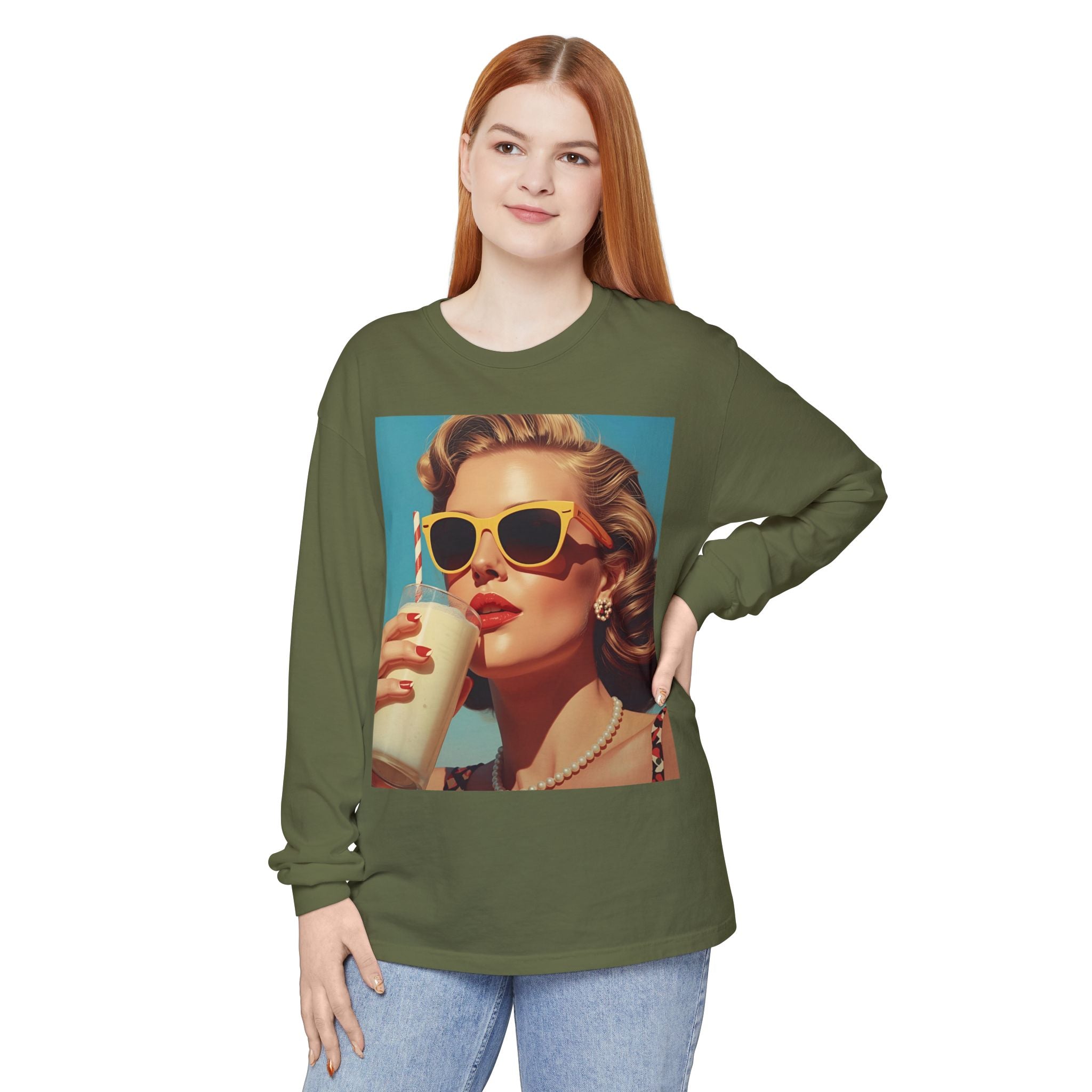 Retro Pop Art Long Sleeve T-Shirt, Vintage Graphic Tee, Fashion Top, Summer Style shirt, Gift for Art Lovers, Casual Wear