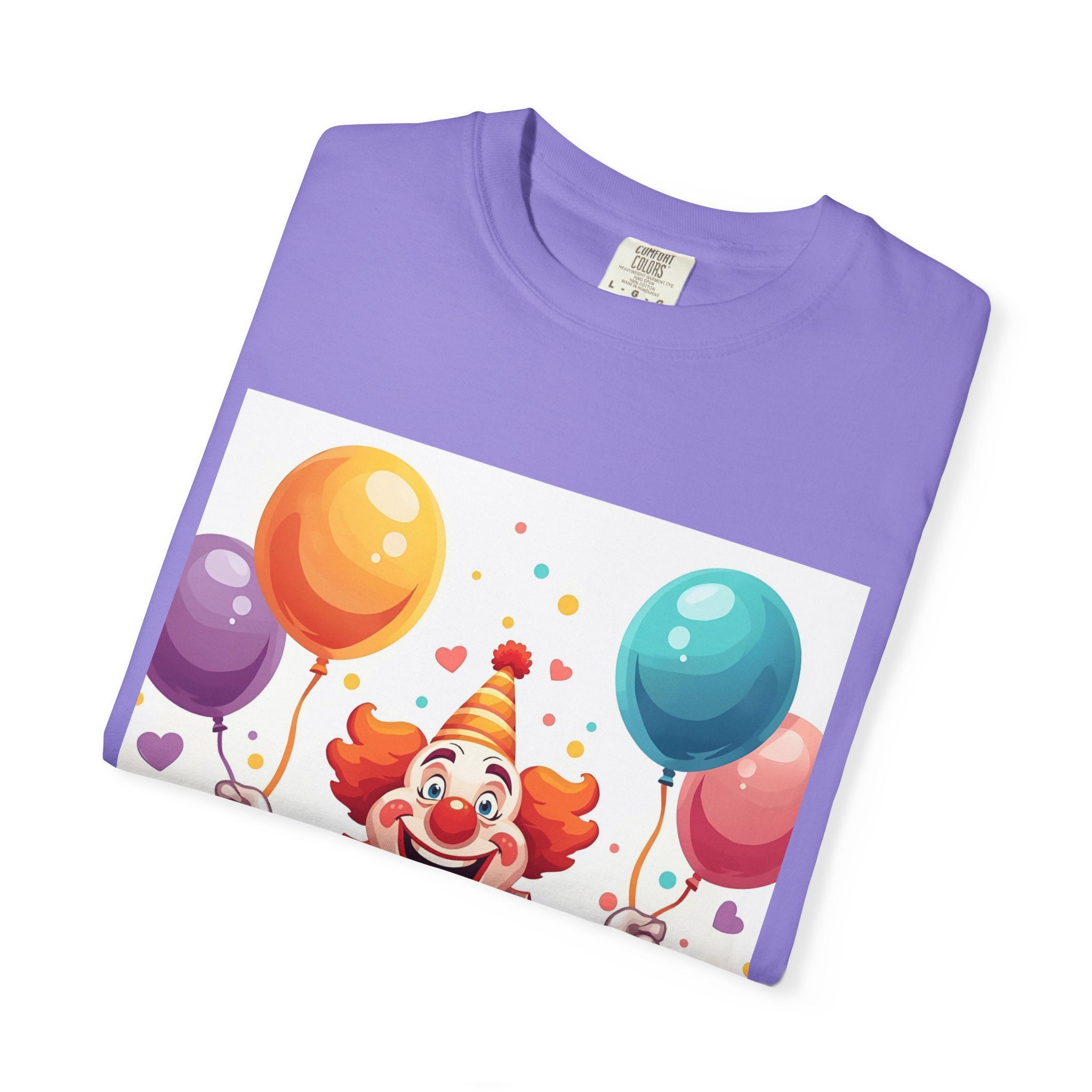 Colorful Clown Balloon T-Shirt, Fun Graphic Tee, Unisex party shirt, Circus themed apparel, Birthday gift for kids