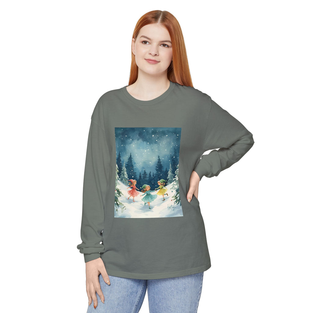 Winter Wonderland Long Sleeve T-Shirt, Cozy Graphic Tee, Perfect for Holidays, Gift for Her, Winter Apparel, Seasonal Fashion