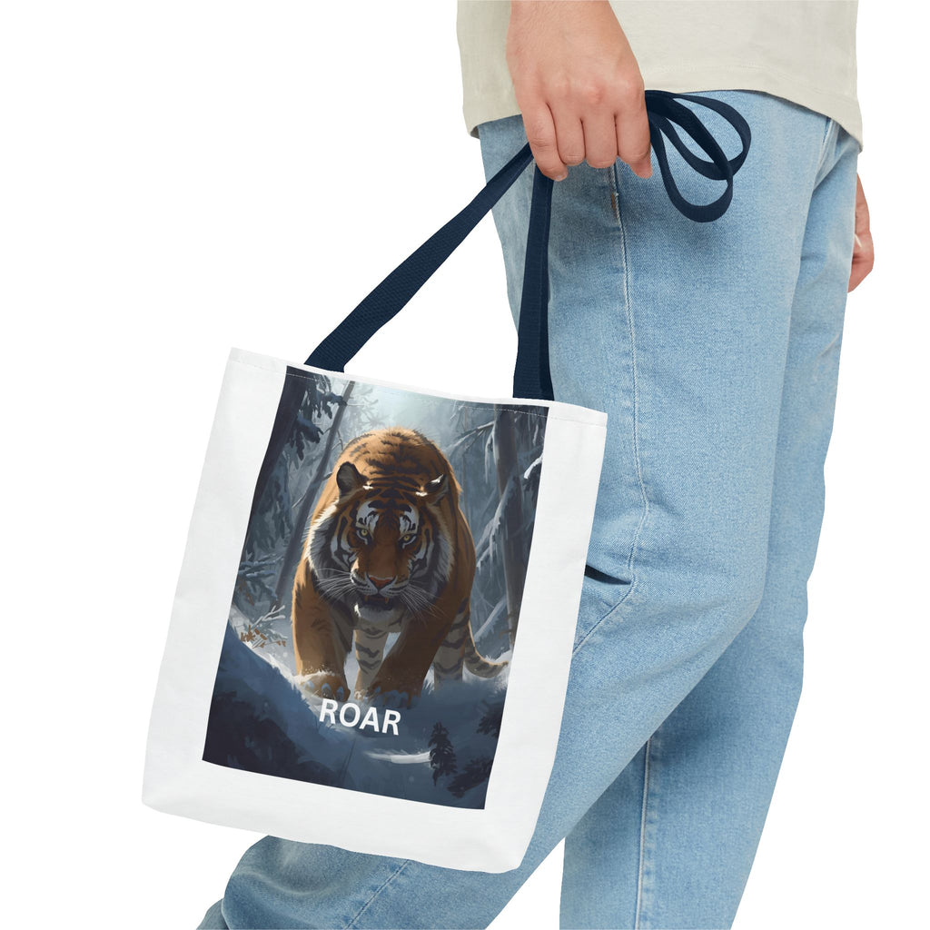 Majestic Tiger Snow Roar Tote Bag | Roar Wildlife Bag, Eco Friendly Tote, Animal Lover Gift, Stylish Shopping Bag, Nature-Theme Accessories