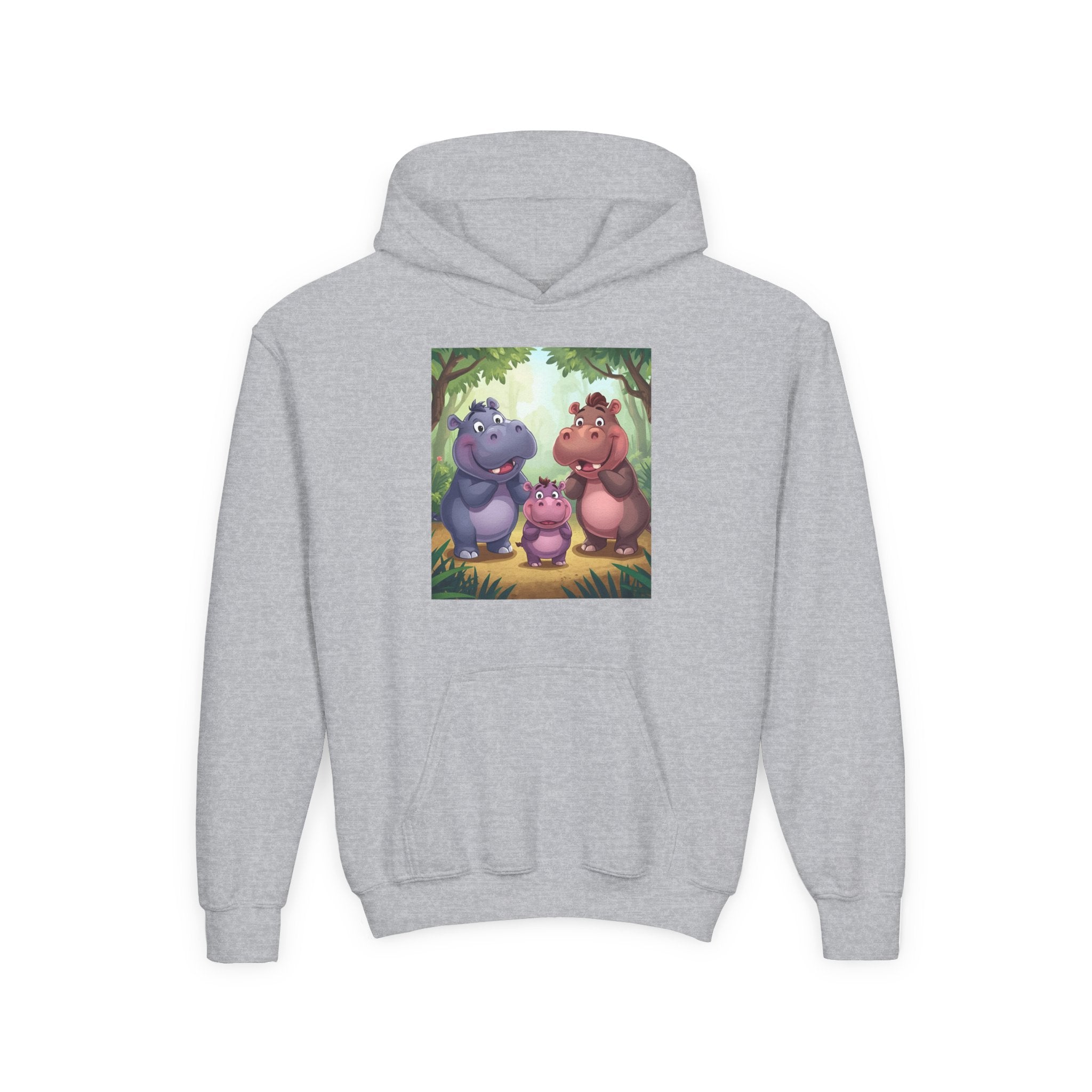 Hippo Cute Youth Heavy Blend Hooded Sweatshirt