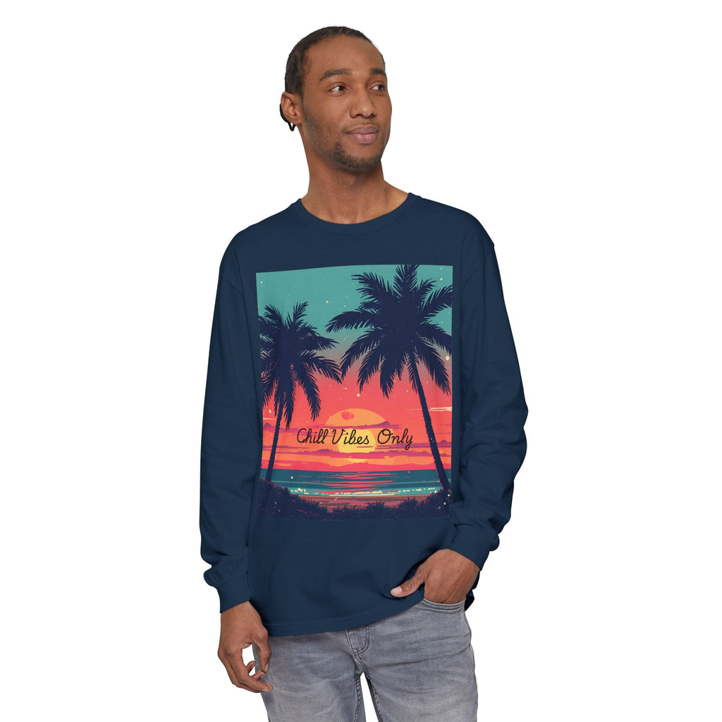Tropical Sunset Unisex Garment-dyed Long Sleeve T-Shirt