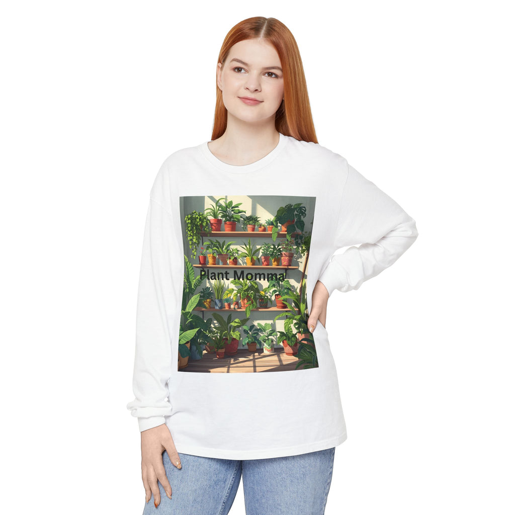 Plant Momma Long Sleeve T-Shirt, Perfect for Plant Lovers, Gardening Gifts, Eco-friendly Fashion, Casual Wear, Spring Celebrations