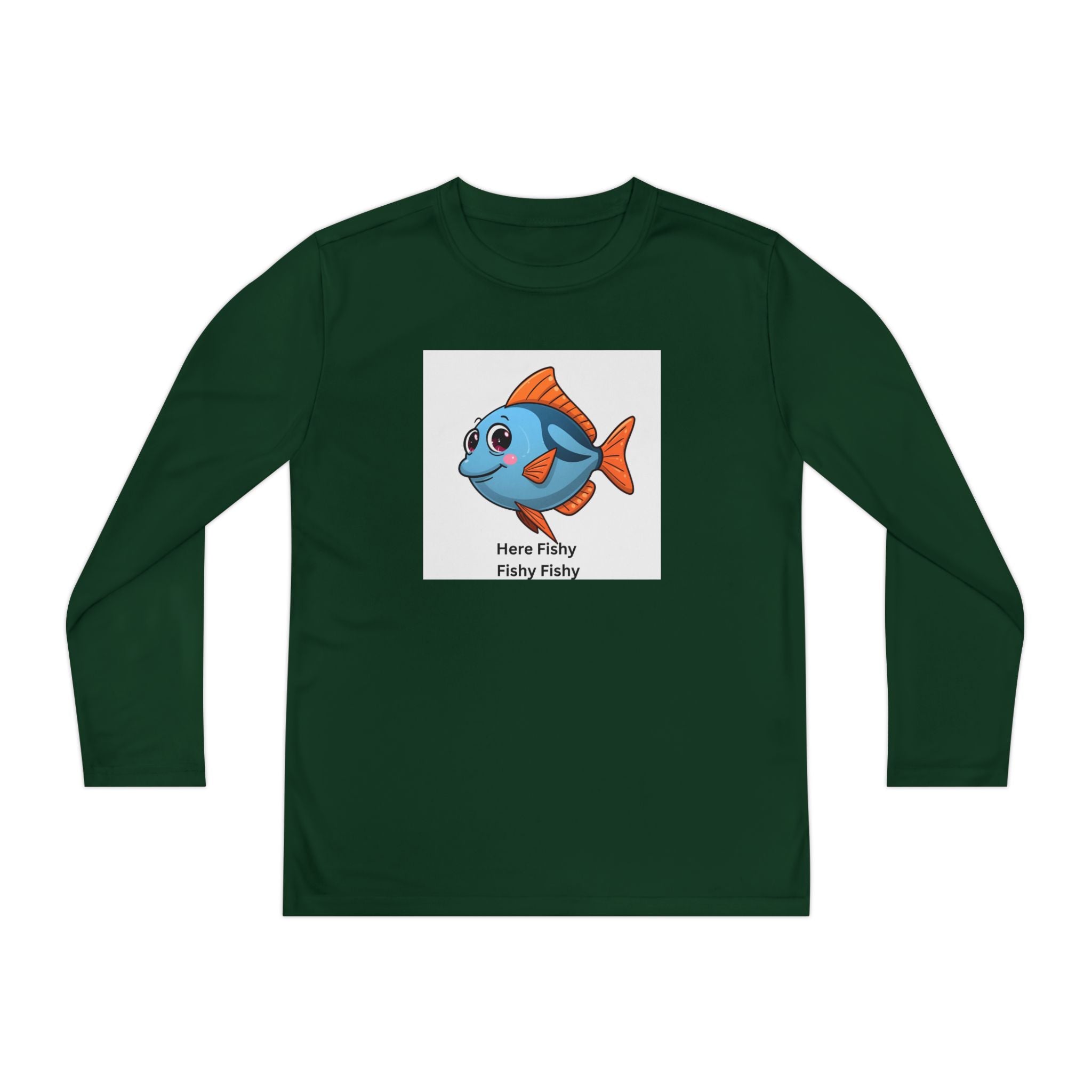 Here Fishy Fishy Fishy Youth Long Sleeve Competitor Tee