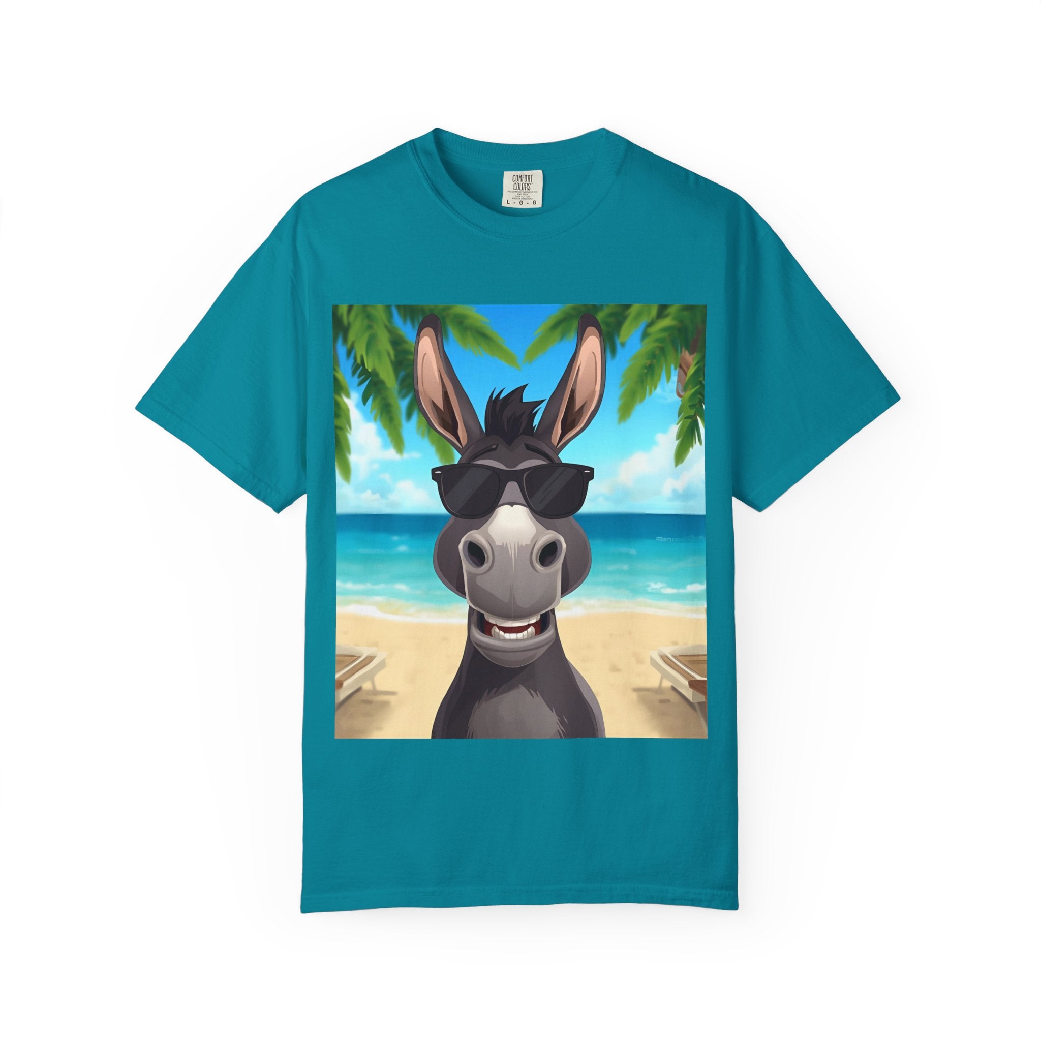 Chill Donkey Sunset T-Shirt, Unisex Summer Tee, Casual Beachwear, Gift for Animal Lovers, Fun Vacation Shirt