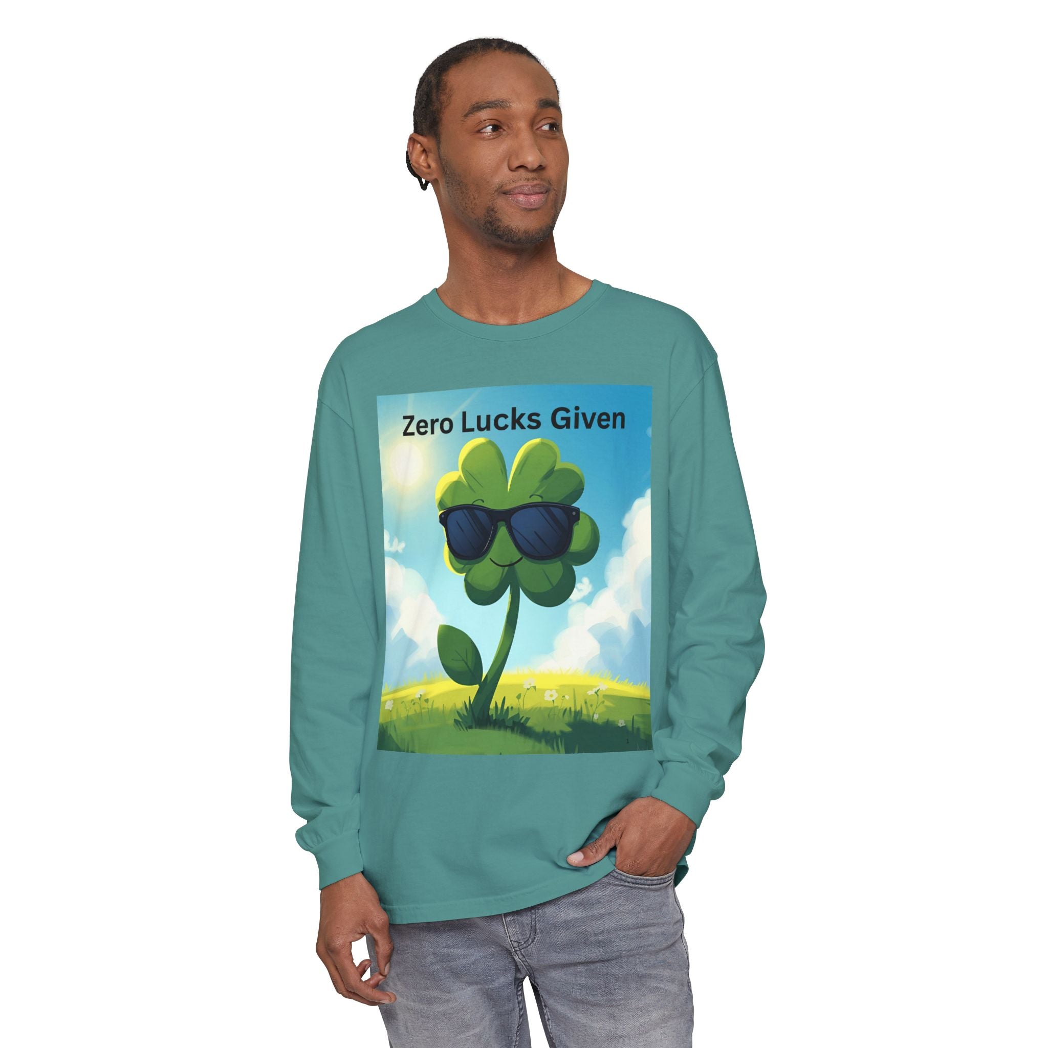 Zero Lucks Given Unisex Garment-dyed Long Sleeve T-Shirt