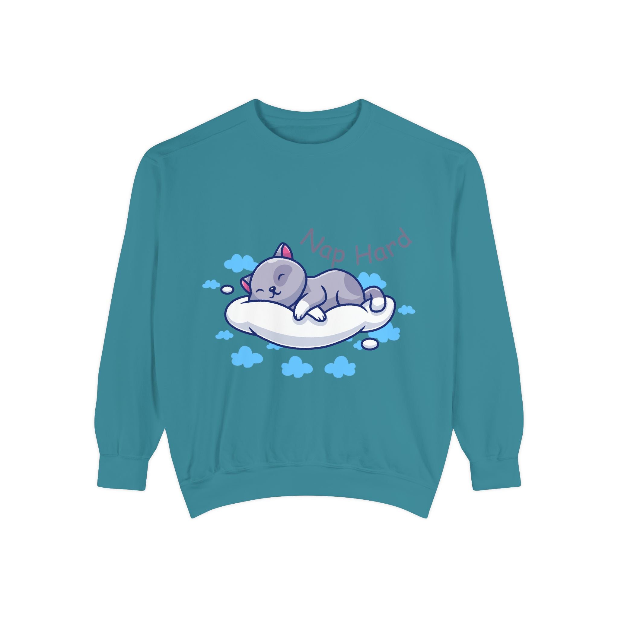 Cozy Cat Nap Hard Unisex Garment-Dyed Sweatshirt