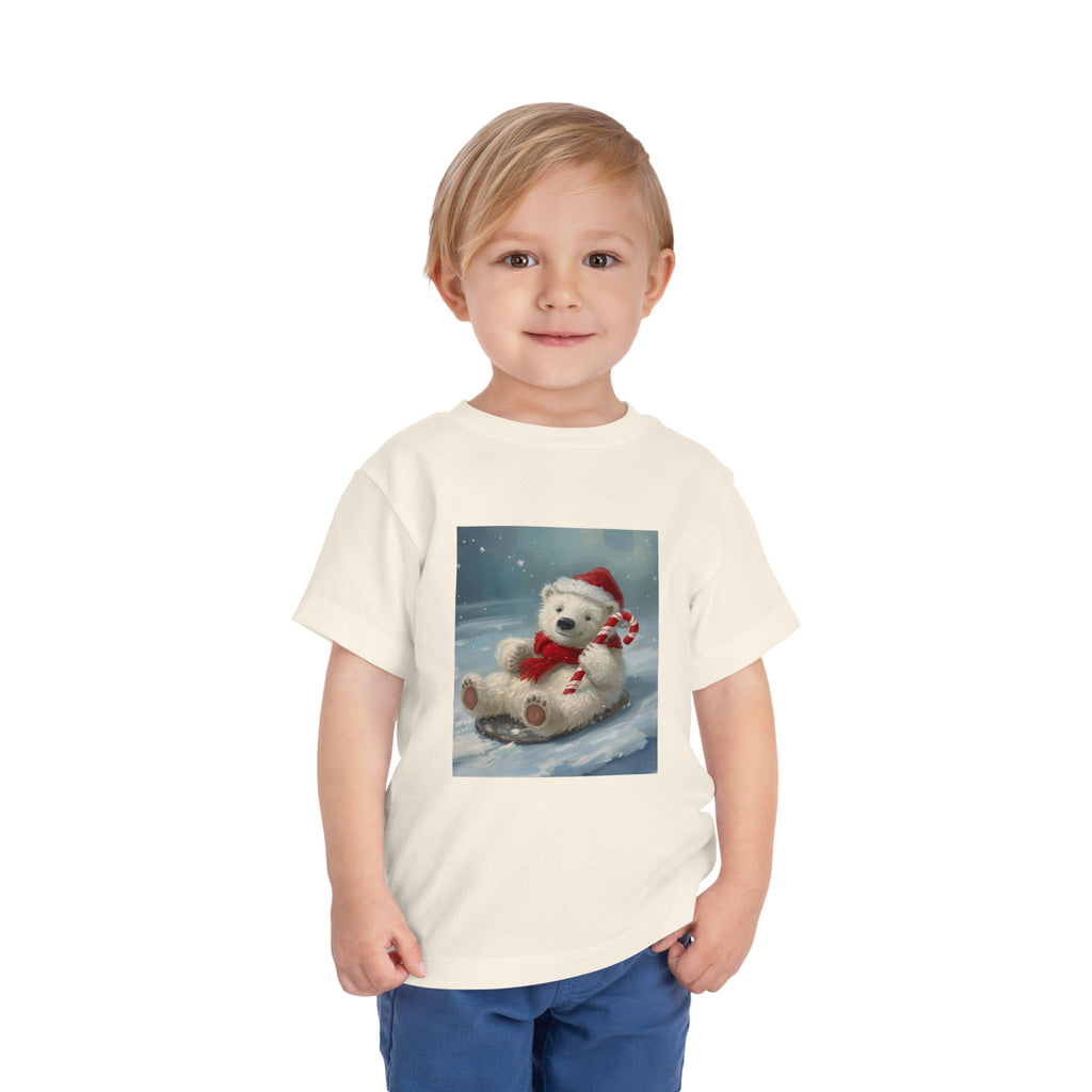 Cute Christmas Bear Toddler Short Sleeve Tee