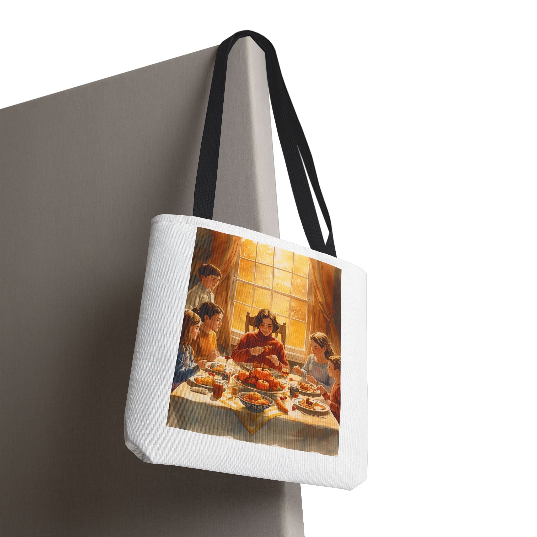 Artistic Family Dinner Tote Bag | Unique AOP Design for Gatherings, Picnics, Gifts, Home Decor, Everyday Use
