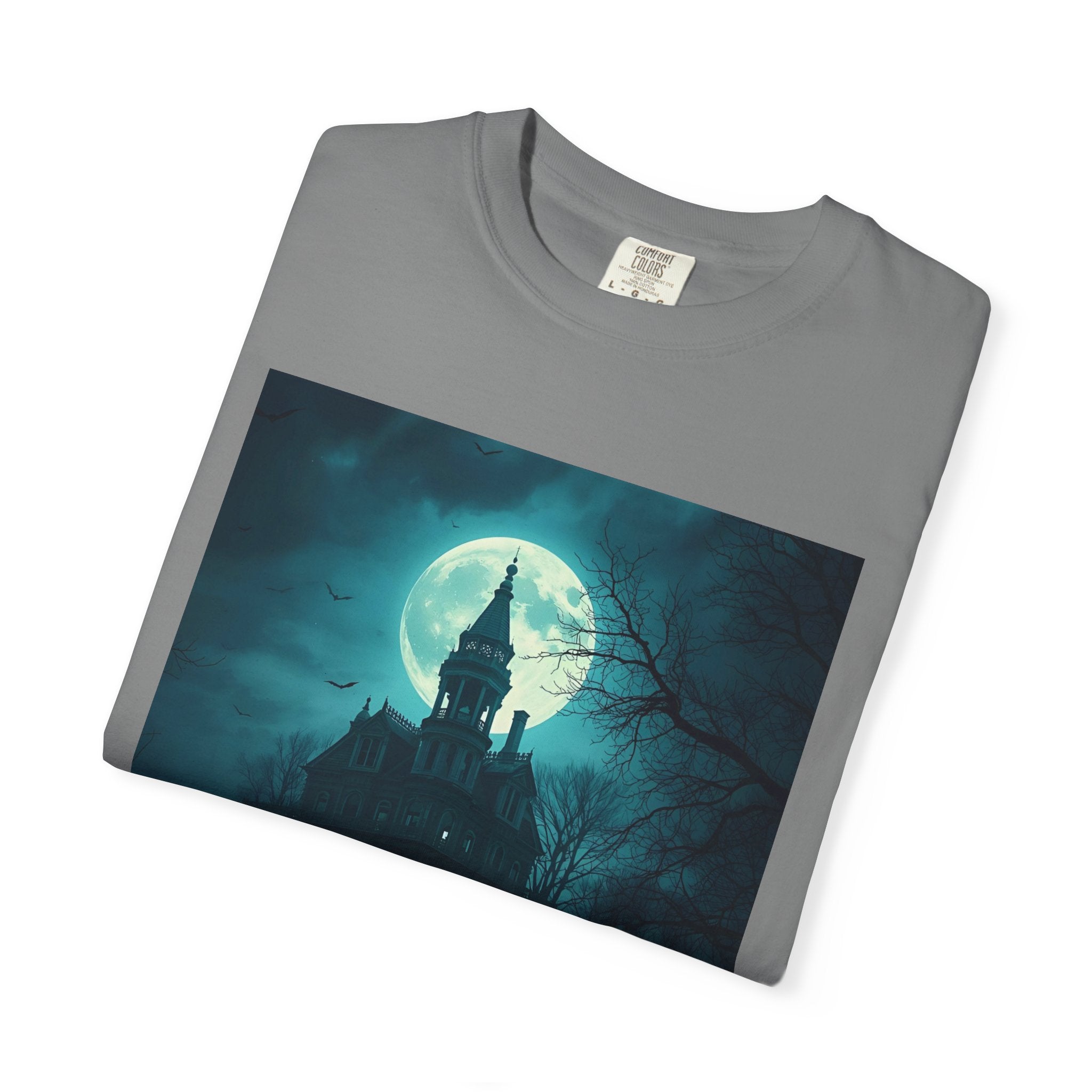 Haunted Moonlit Castle Unisex T-shirt, Gothic Tee, Halloween Apparel, Vintage Style Shirt, Alternative Fashion, Spooky Gift