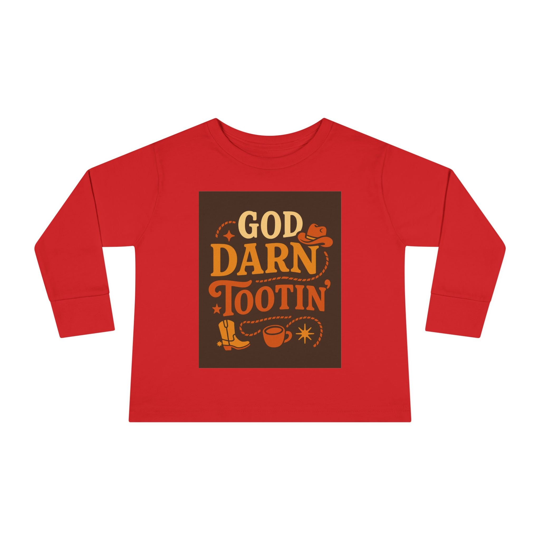God Darn Tootin Toddler Long Sleeve Tee with Fun Western Print - Perfect for Kids, Gifts, Birthdays, Family Outings, or Playdates