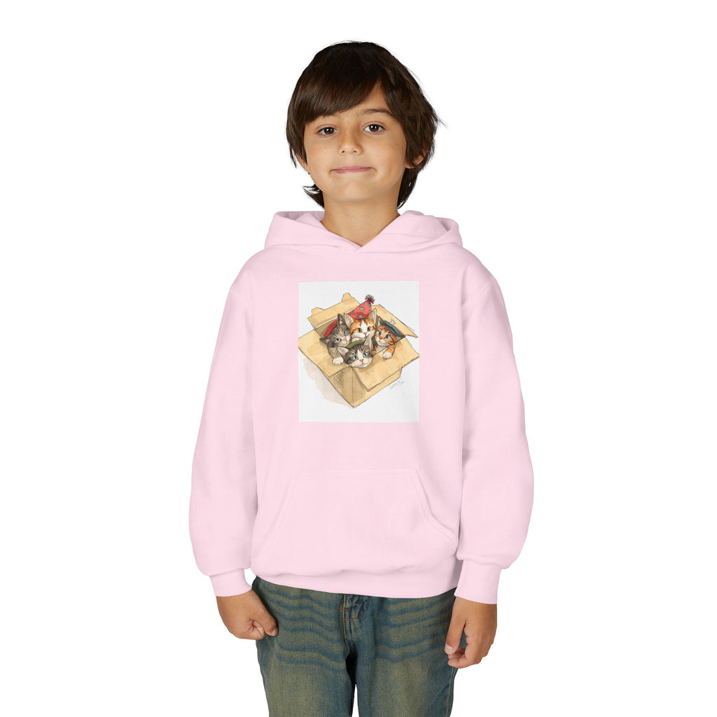 Cute Kittens In Box Youth Heavy Blend Hooded Sweatshirt