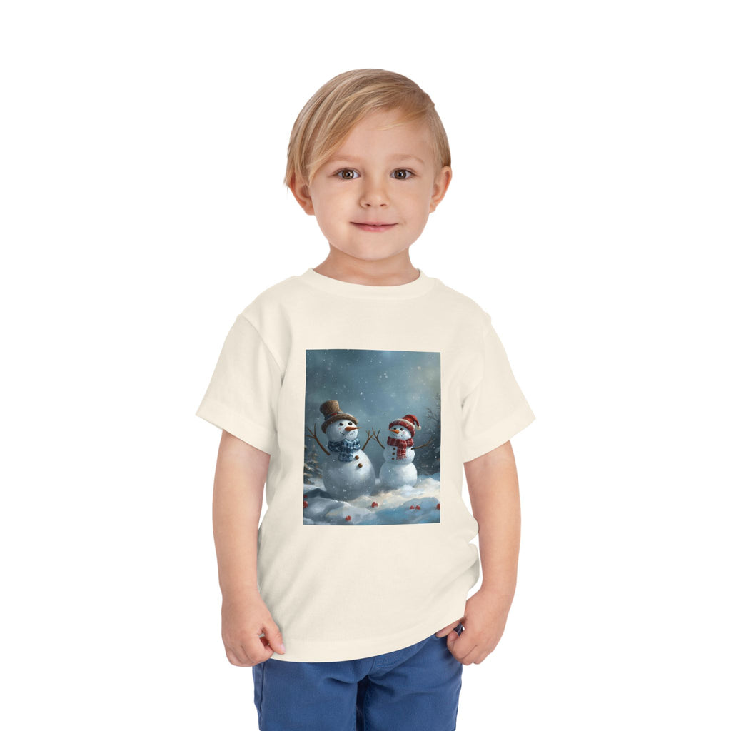 Toddler Christmas Snowman Winter Theme Tee, Cute Snowman Graphic Tee, Kids Short Sleeve Shirt, Holiday Outfit, Christmas Gift