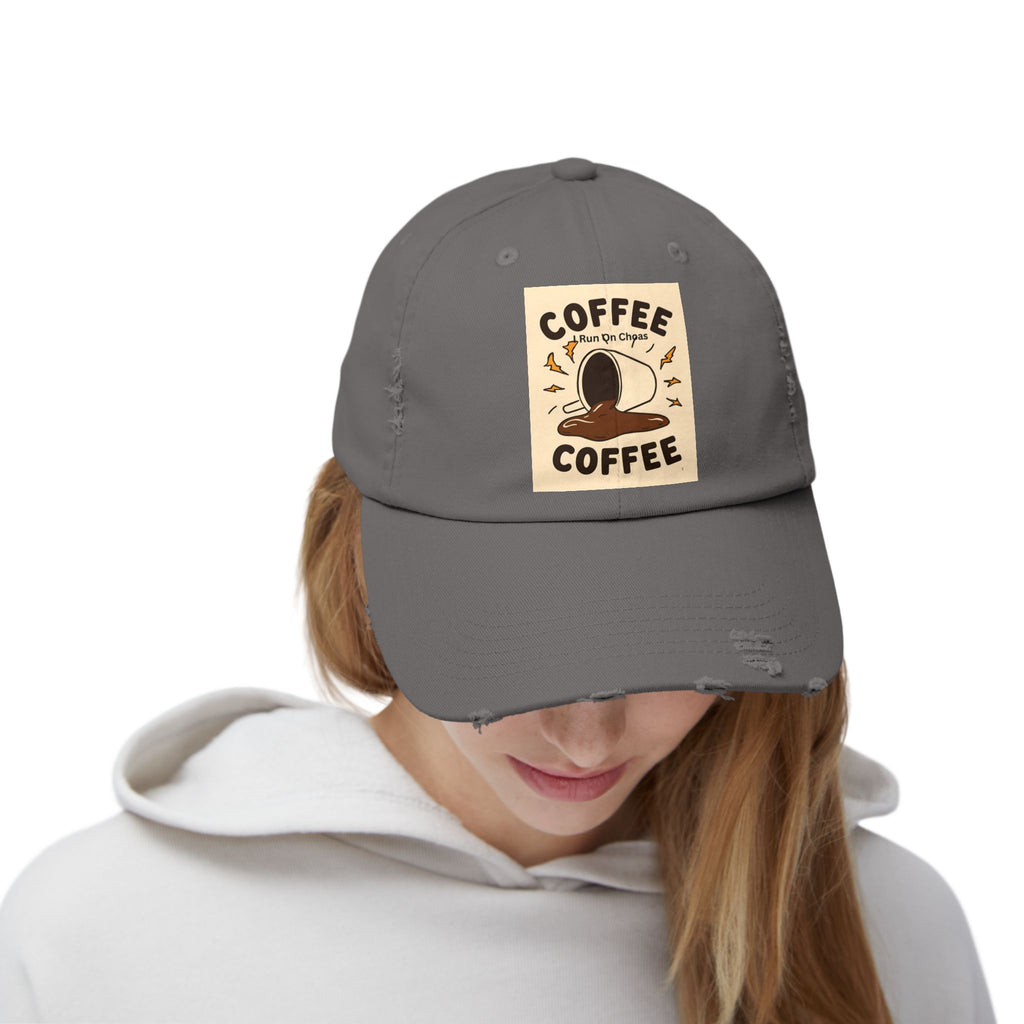 Coffee Coffee Unisex Distressed Cap