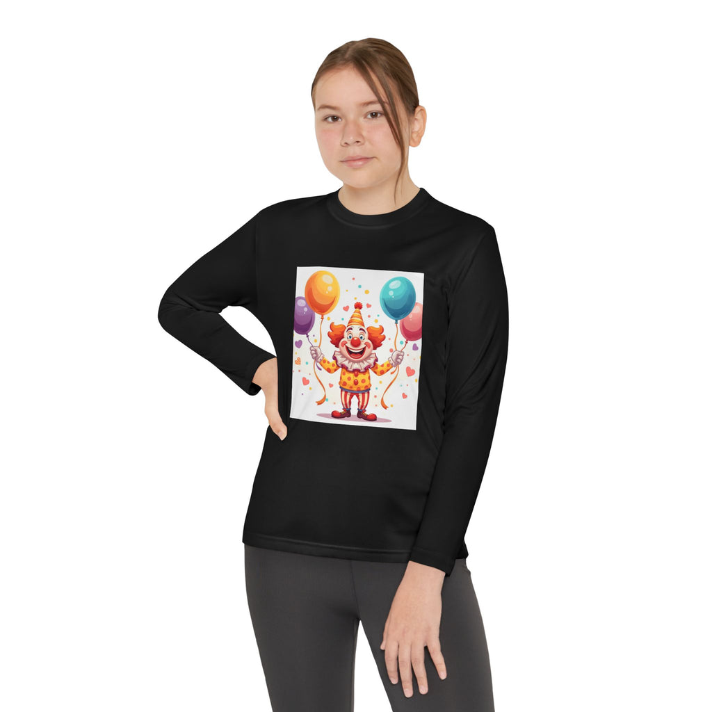 Birthday Clown With Balloons Youth Long Sleeve Competitor Tee