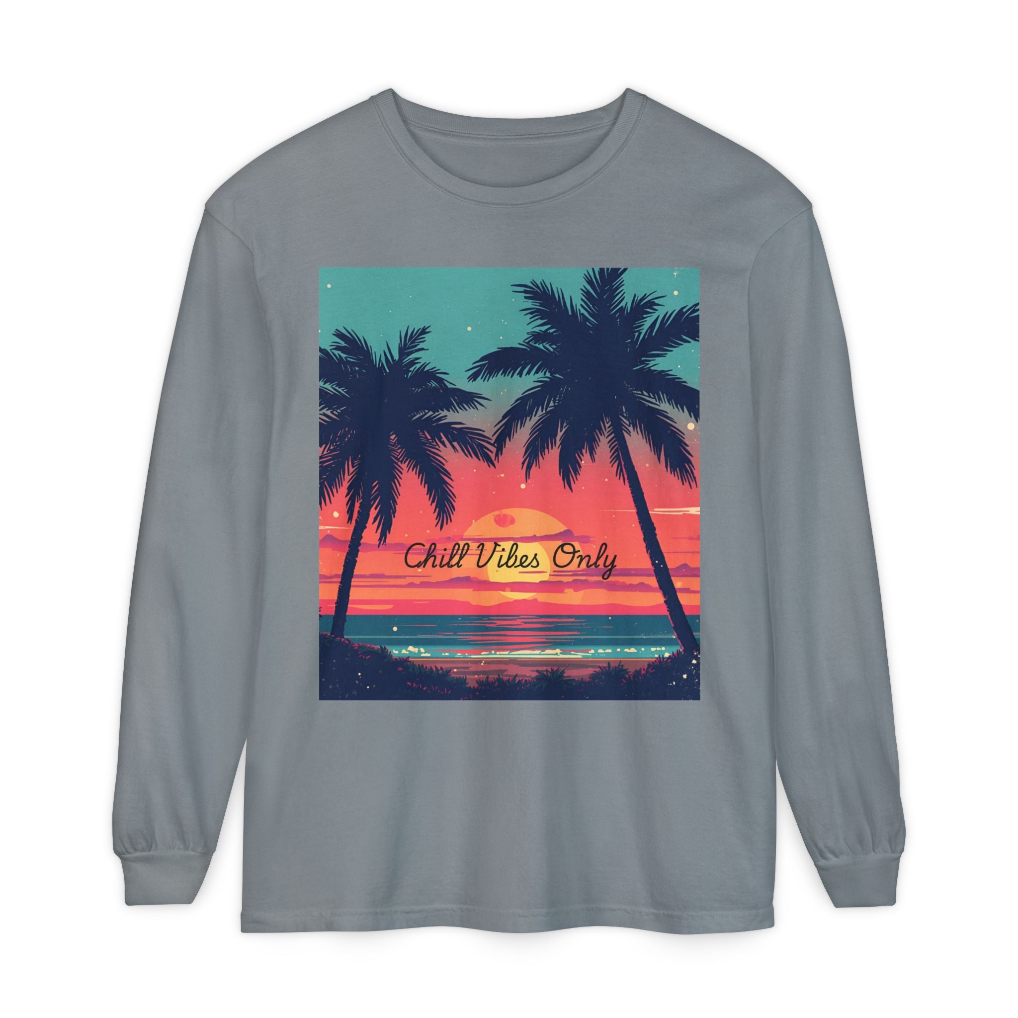 Tropical Sunset Unisex Garment-dyed Long Sleeve T-Shirt