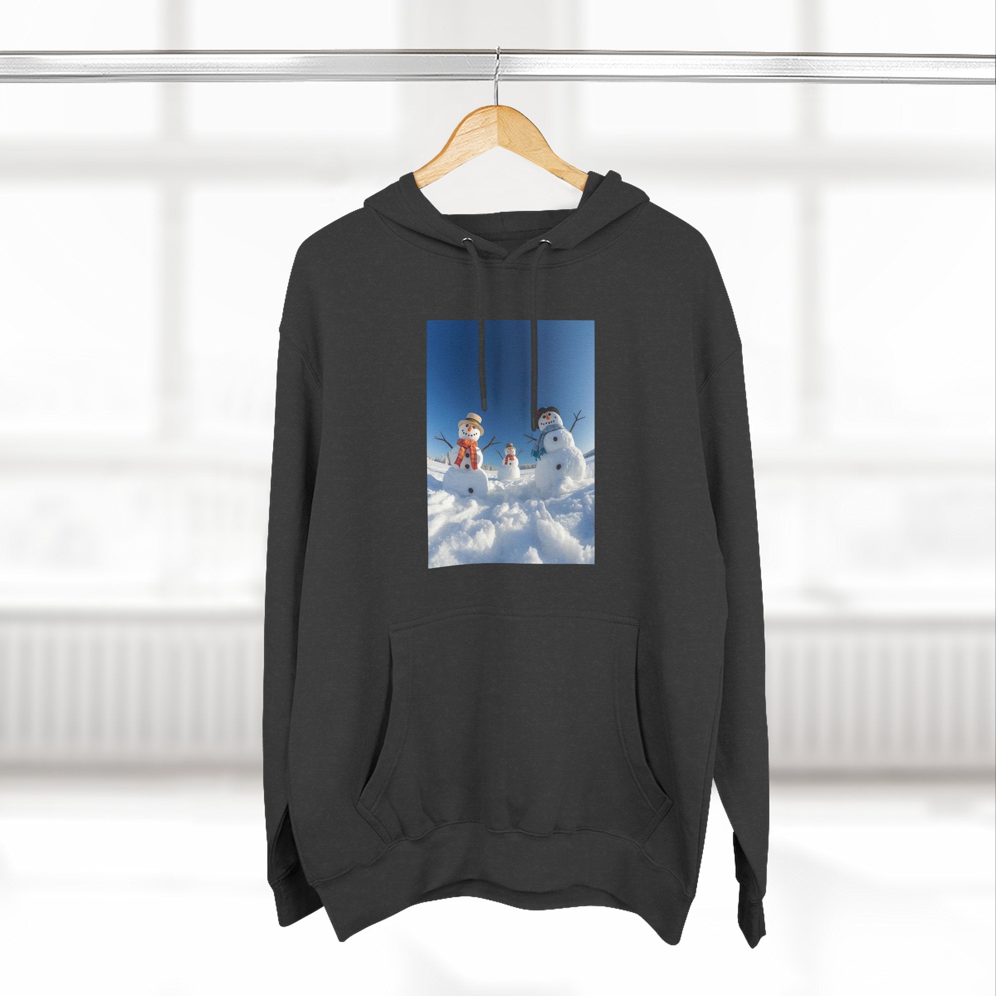 Cozy Fleece Hoodie with Fun Snowmen Design, Winter Wear, Gift for Christmas, Birthday Present, Casual Outfit, Hoodie for Snow Lovers