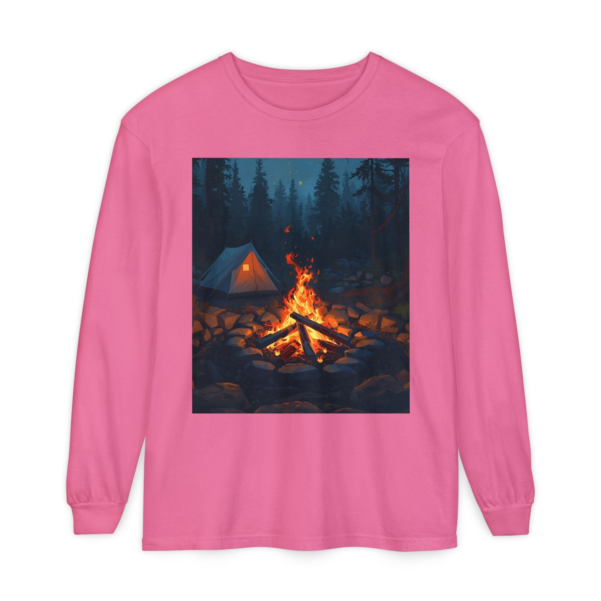 Camping Vibes Long Sleeve T-Shirt | Outdoor Adventure Shirt, Cozy Gift for Campers, Bonfire, Nature Lovers, Unisex Tee