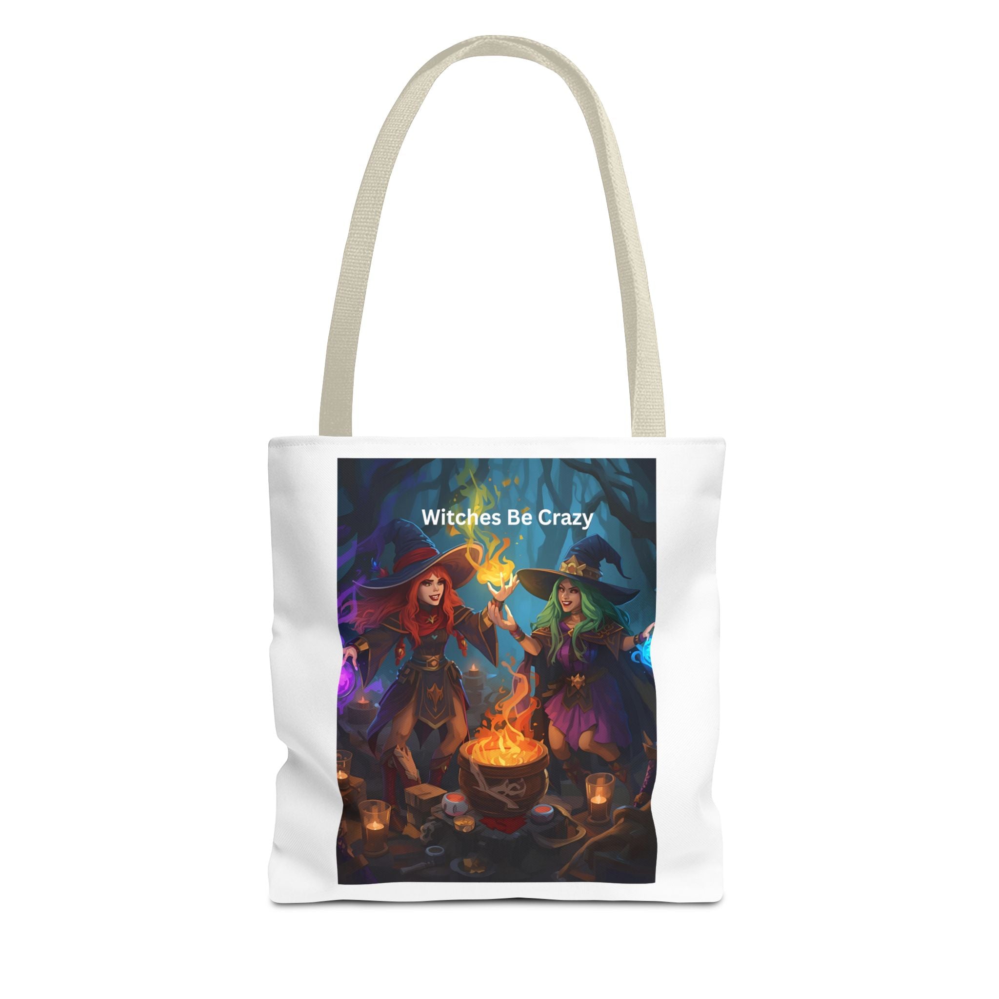 Spooky Halloween Witchy Tote Bag - Witches Be Crazy, Stylish Carryall, Halloween Gift, Boho Bag, Magic Lover's Accessory, Unique Shopper