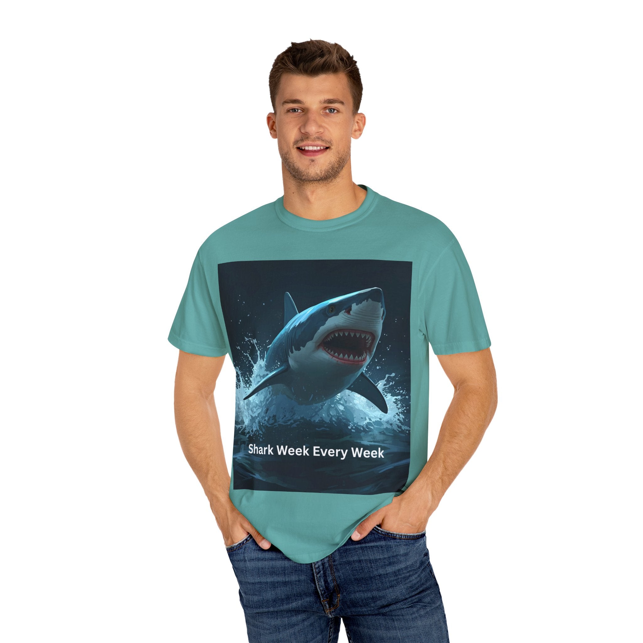 Shark Week T-Shirt, Unisex Casual Tee, Ocean Lover Gift, Summer Apparel, Marine Life Shirt, Beachwear