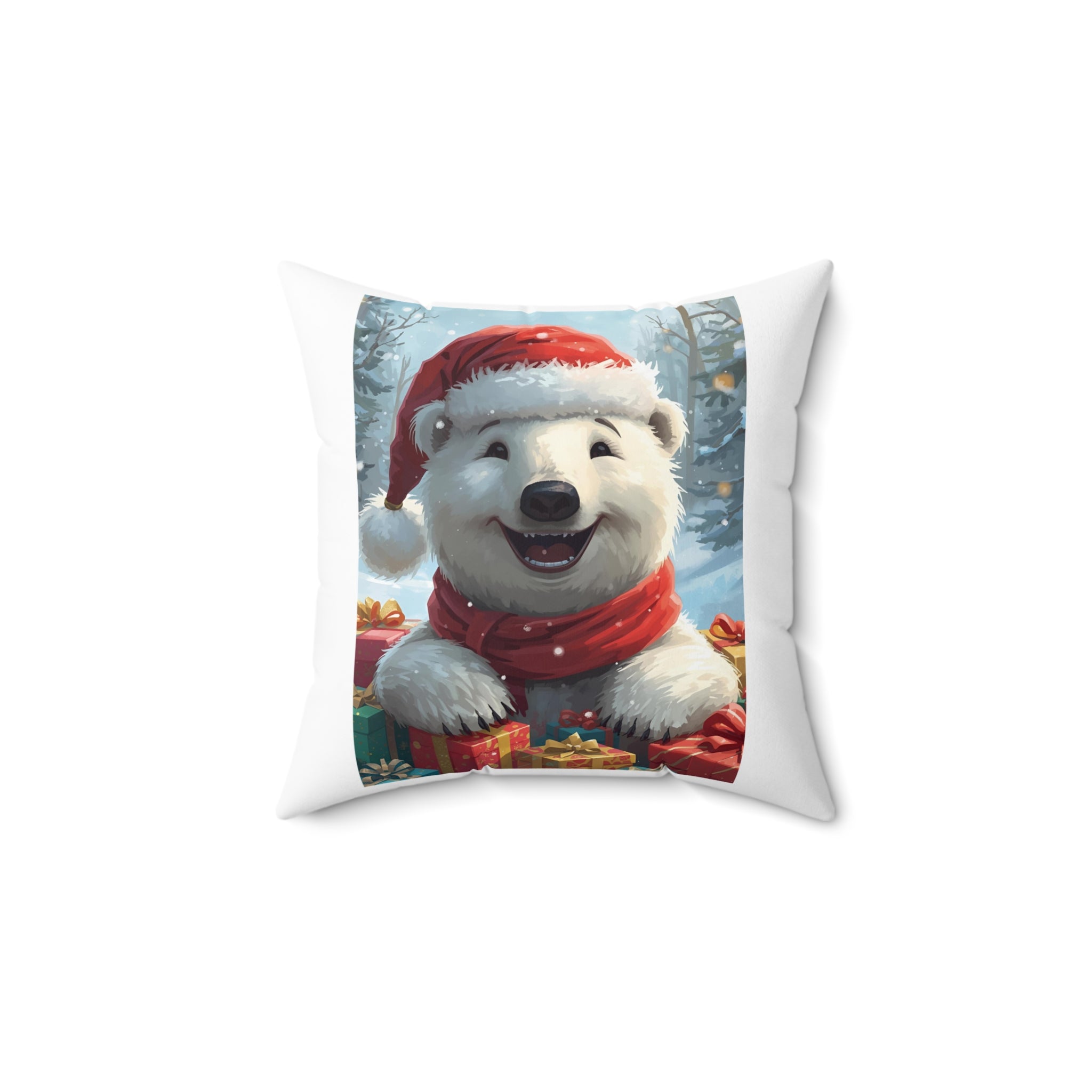 Christmas Polar Bear Pillow, Christmas Home Decor, Holiday Cushion, Cozy Winter Accent, Cute Gift for Animal Lovers