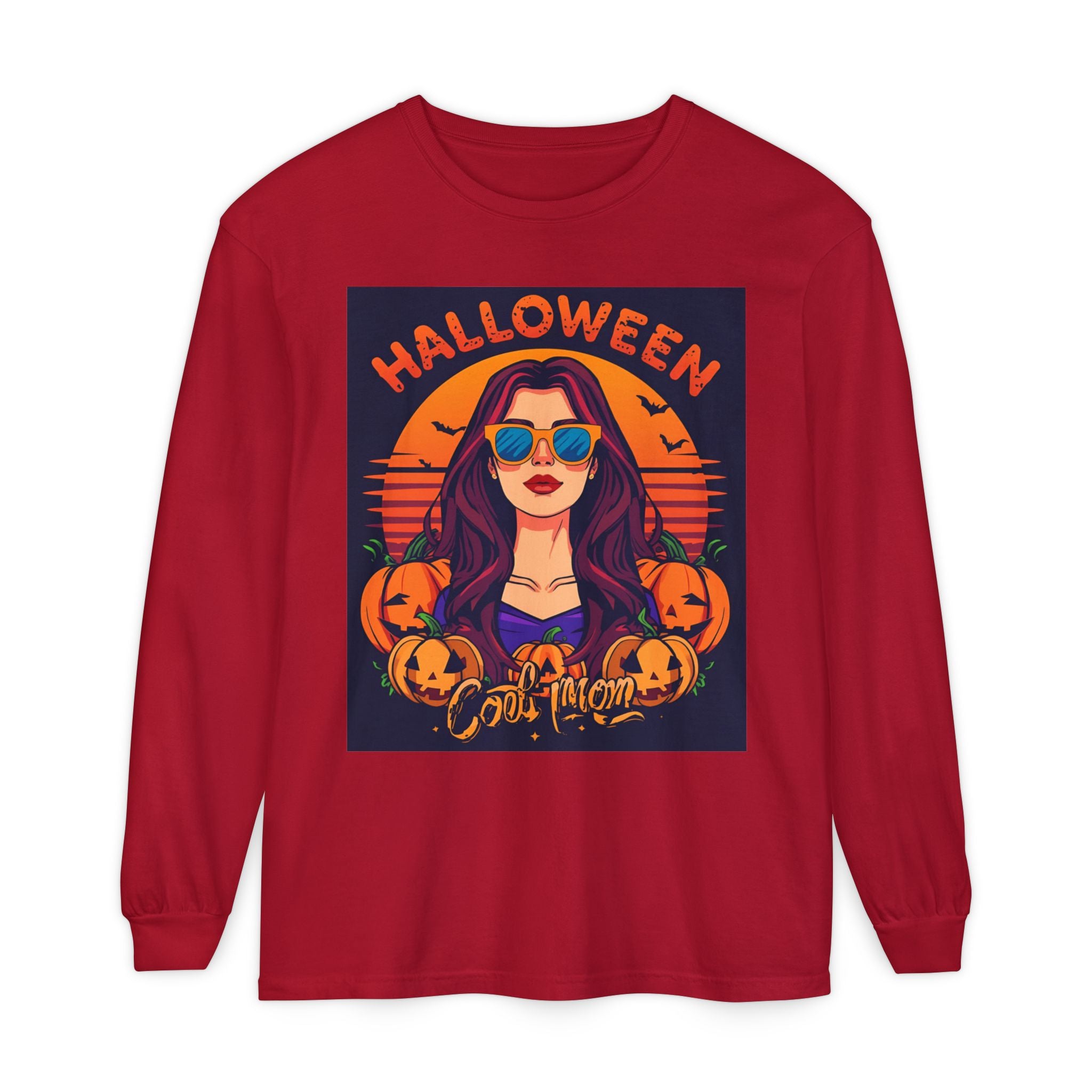 Halloween Themed Unisex Garment-dyed Long Sleeve T-Shirt
