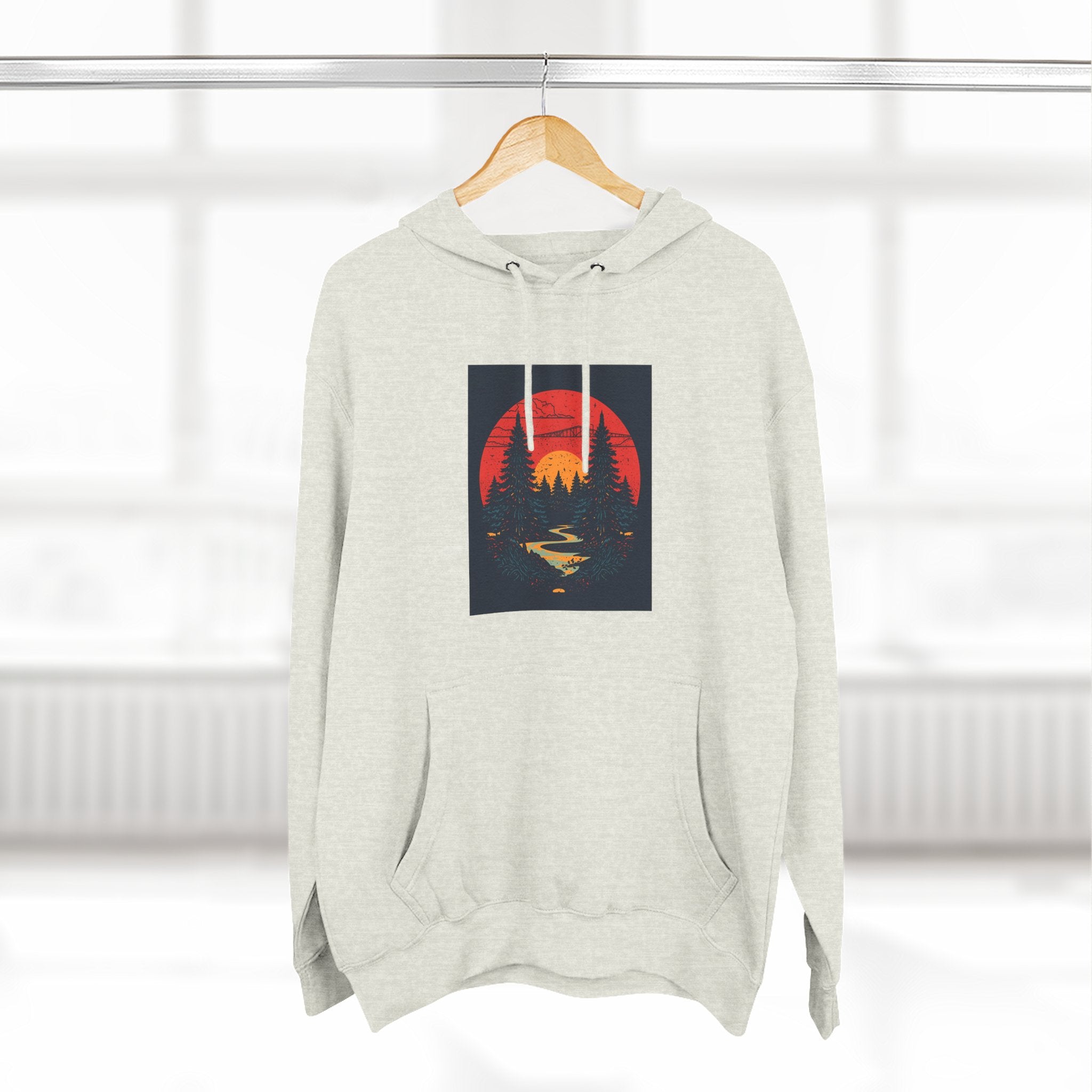 Cozy Nature Sunset Hoodie, Graphic Fleece Sweatshirt, Outdoor Apparel, Fall Fashion, Gift for Nature Lovers, Winter Wear