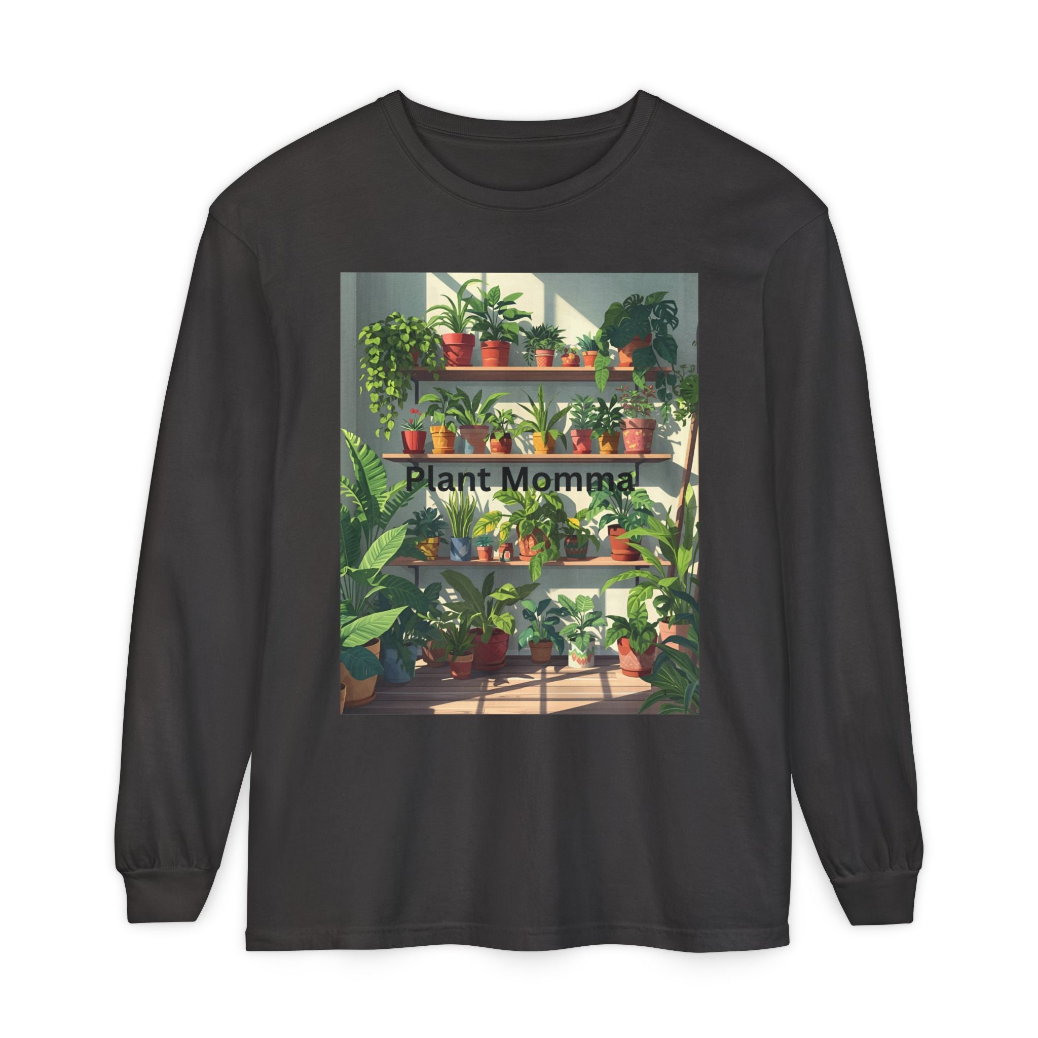 Plant Momma Long Sleeve T-Shirt, Perfect for Plant Lovers, Gardening Gifts, Eco-friendly Fashion, Casual Wear, Spring Celebrations