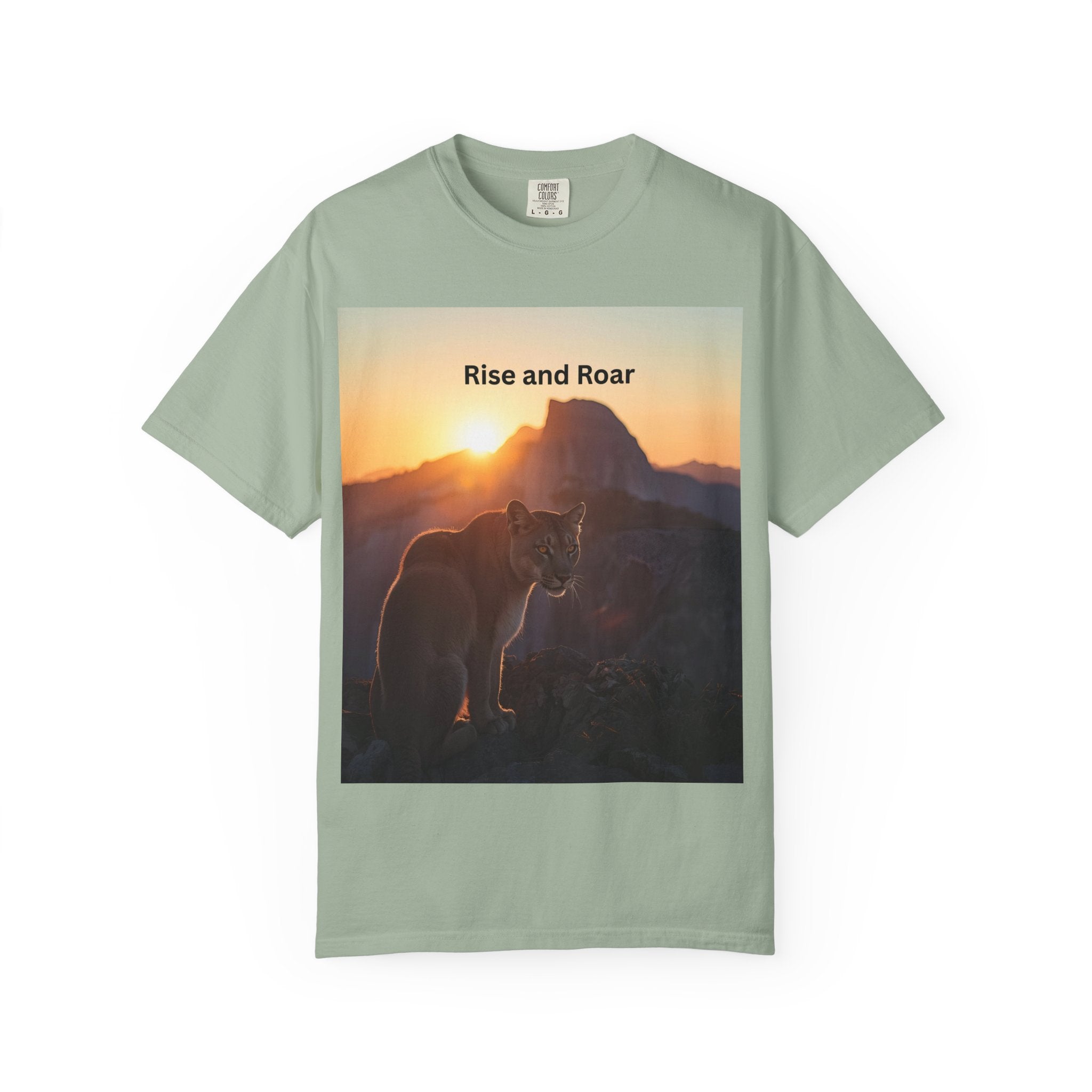 Unisex Nature-Inspired T-Shirt | "Rise and Roar" Graphic Tee, Outdoor Apparel, Gift for Adventurers, Wilderness Lovers, Motivational Shirt