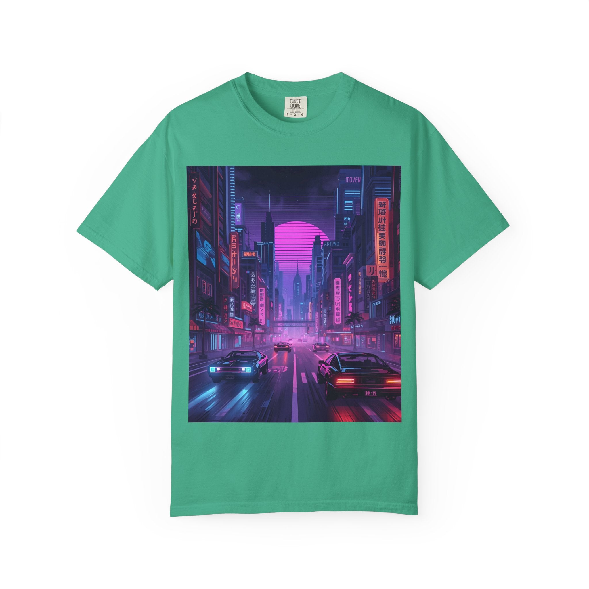 Futuristic Neon Cityscape T-Shirt, Retro Graphic Tee, Unisex Streetwear, Urban Vibe Shirt, Gift for Gamers, Summer Outfit