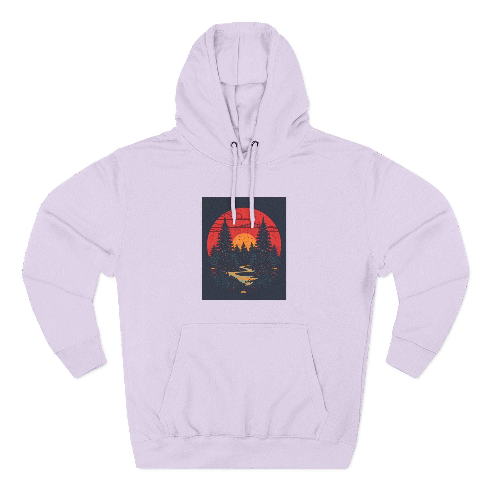 Cozy Nature Sunset Hoodie, Graphic Fleece Sweatshirt, Outdoor Apparel, Fall Fashion, Gift for Nature Lovers, Winter Wear