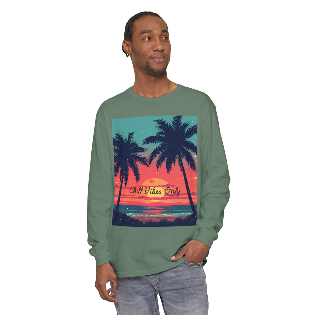 Tropical Sunset Unisex Garment-dyed Long Sleeve T-Shirt