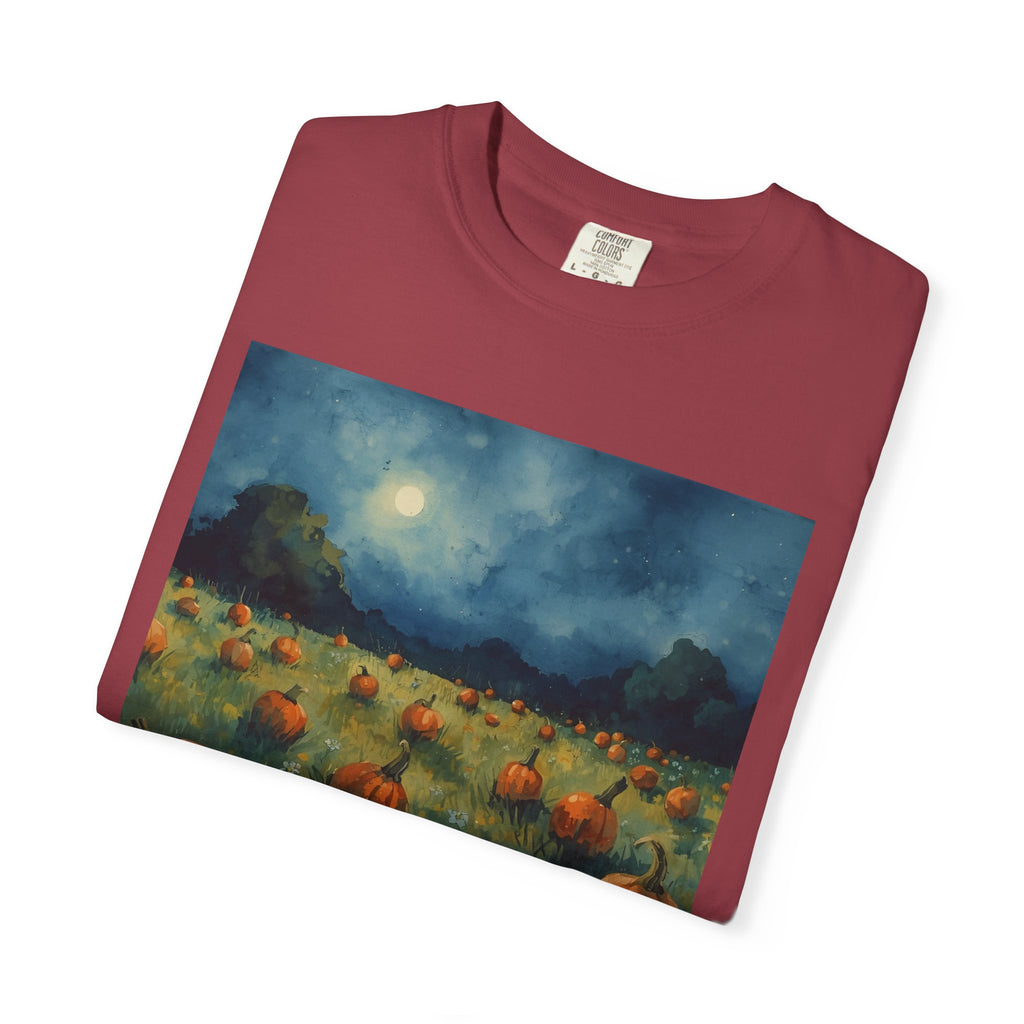 Autumn Pumpkin Field T-shirt | Unisex Fall Tee, Cozy Graphic Shirt, Halloween Gift, Harvest Fashion, Seasonal Wear, Pumpkin Lovers