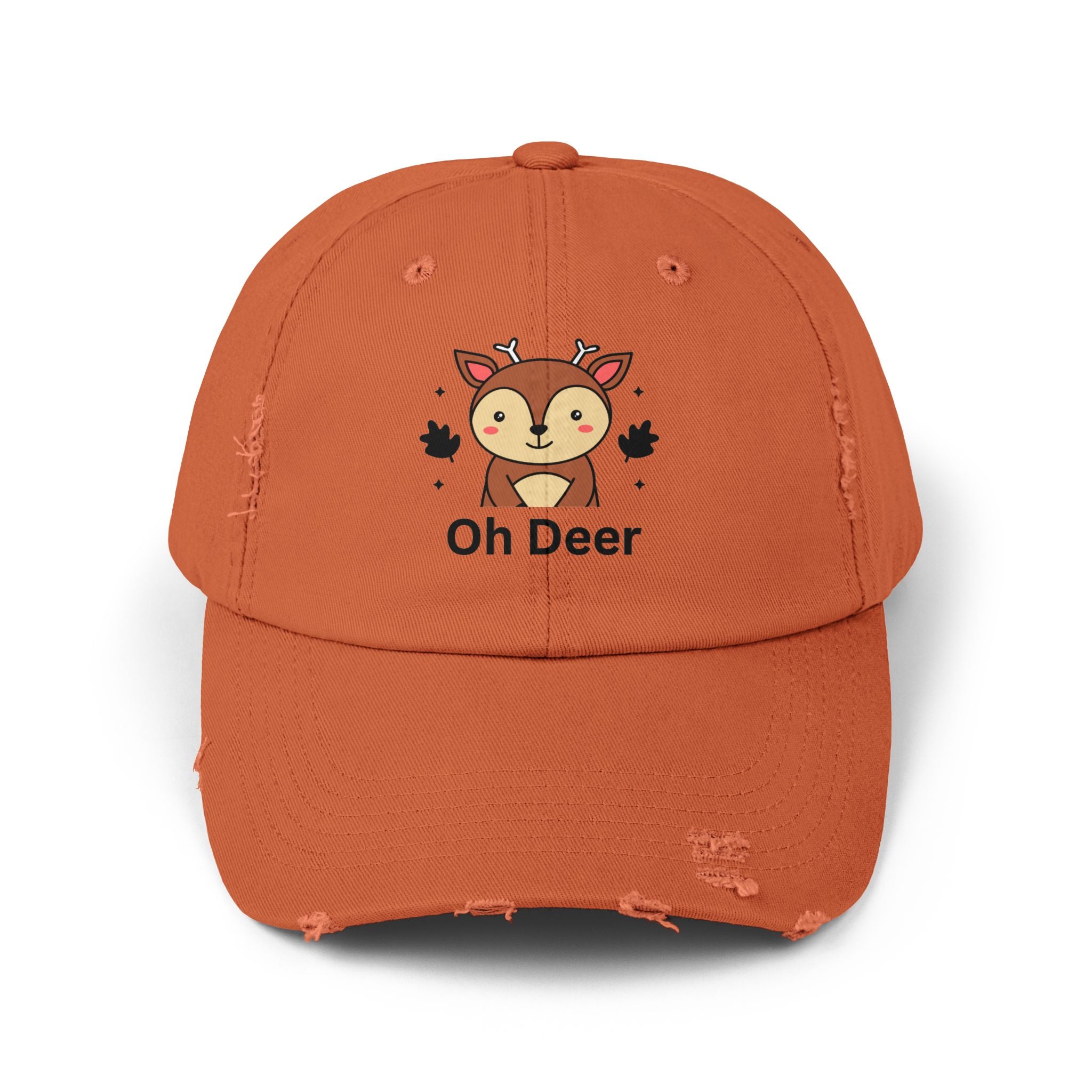 Cute Distressed Cap with 'Oh Deer' Design, Fun Gift for Nature Lovers, Unisex Outdoor Hat, Ideal for Birthdays, Holidays, Casual Wear