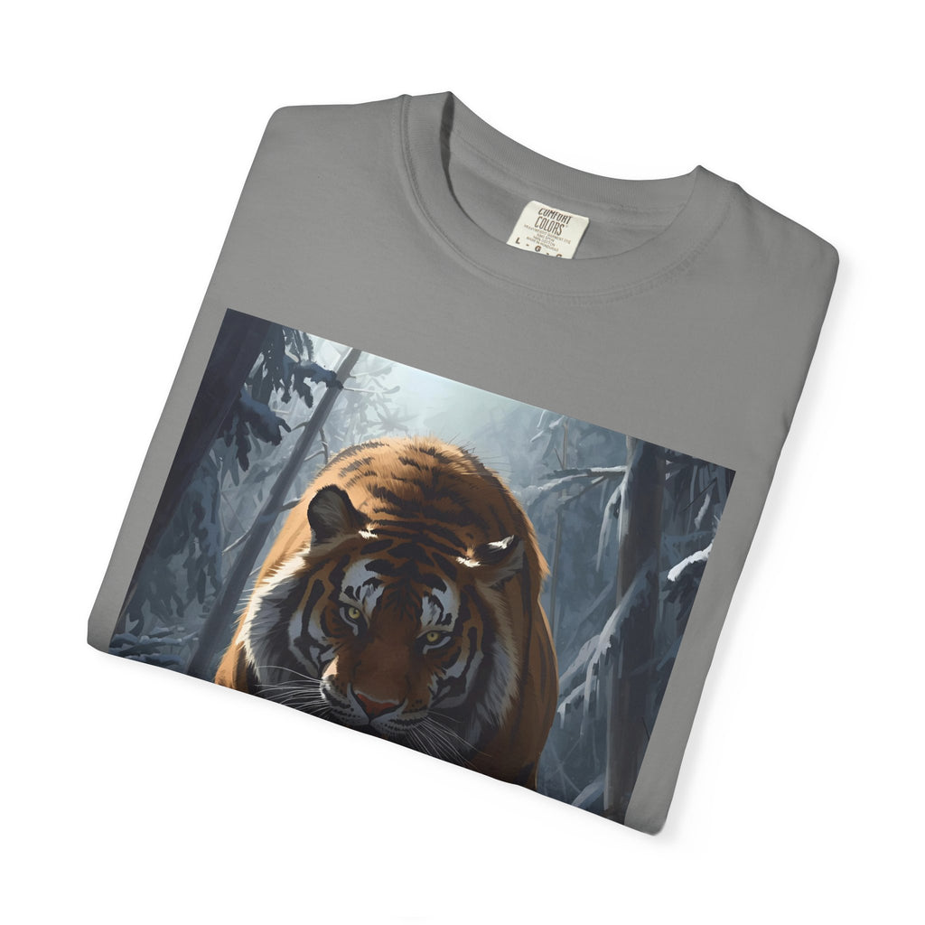 Tiger Roar Snow Unisex T-Shirt, Animal Lover Gift, Wildlife Tee, Casual Wear, Adventure Shirt, Nature Inspired Apparel
