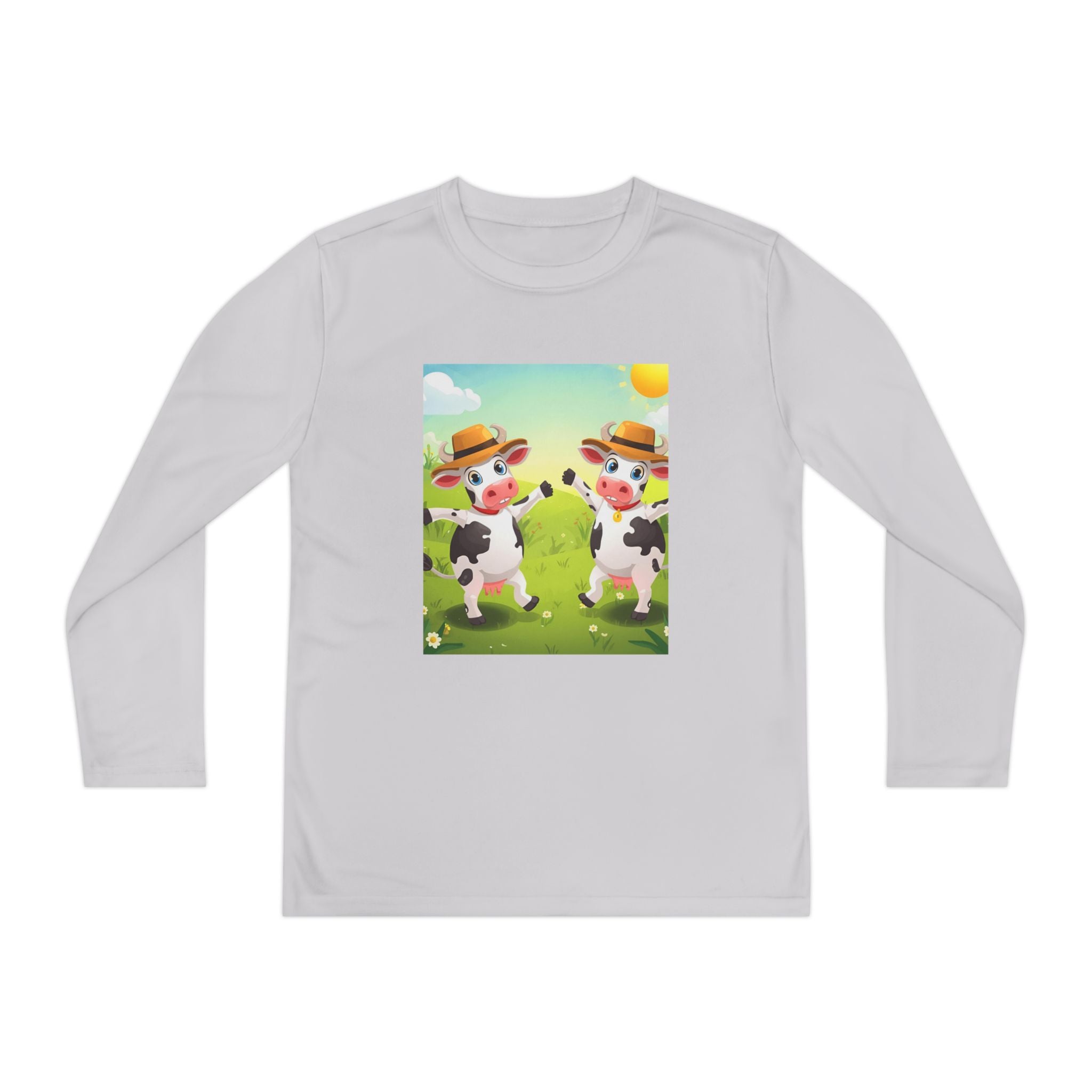 Cute Cows Farm Fun Youth Long Sleeve Competitor Tee
