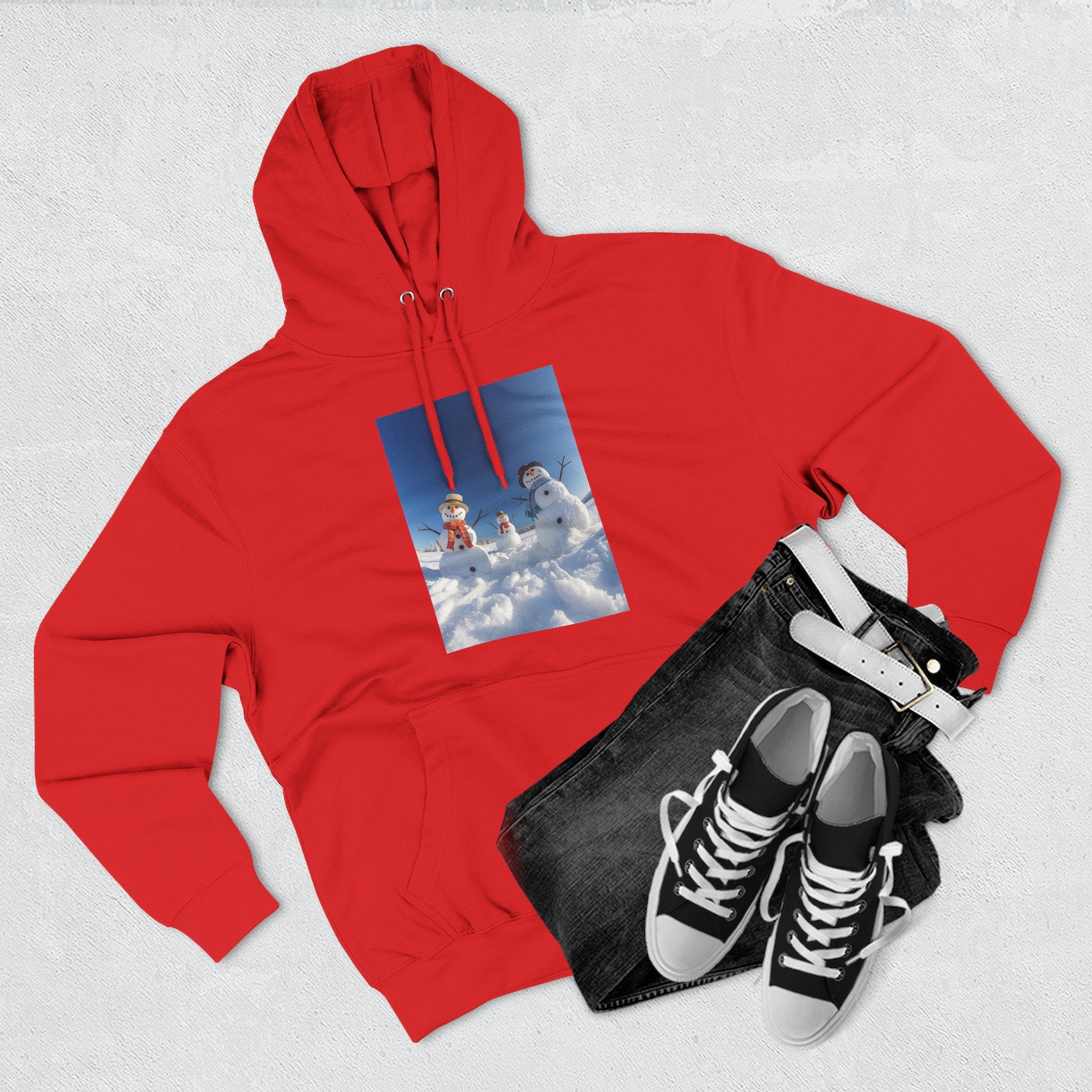 Cozy Fleece Hoodie with Fun Snowmen Design, Winter Wear, Gift for Christmas, Birthday Present, Casual Outfit, Hoodie for Snow Lovers