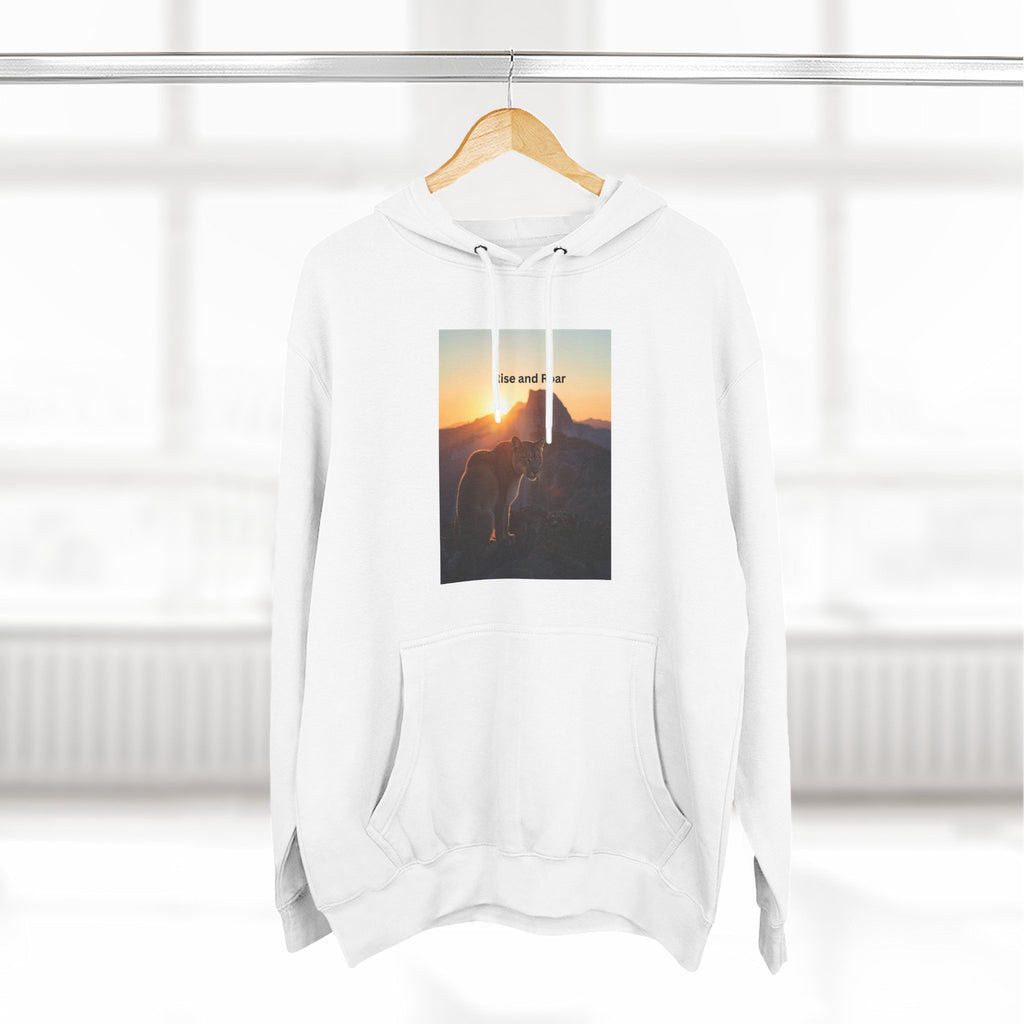 Rise And Roar Sunset Adventure Fleece Hoodie, Cozy Outdoor Hoodie, Travel Apparel, Nature Lover Gift, Comfortable Sweatshirt, Perfect for Bonfires