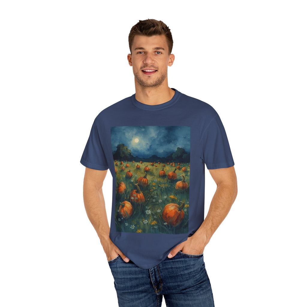 Pumpkin Patch Moonlit T-shirt | Fall Harvest Tee | Halloween Shirt | Unisex Autumn Apparel | Cozy Gift for Pumpkin Lovers