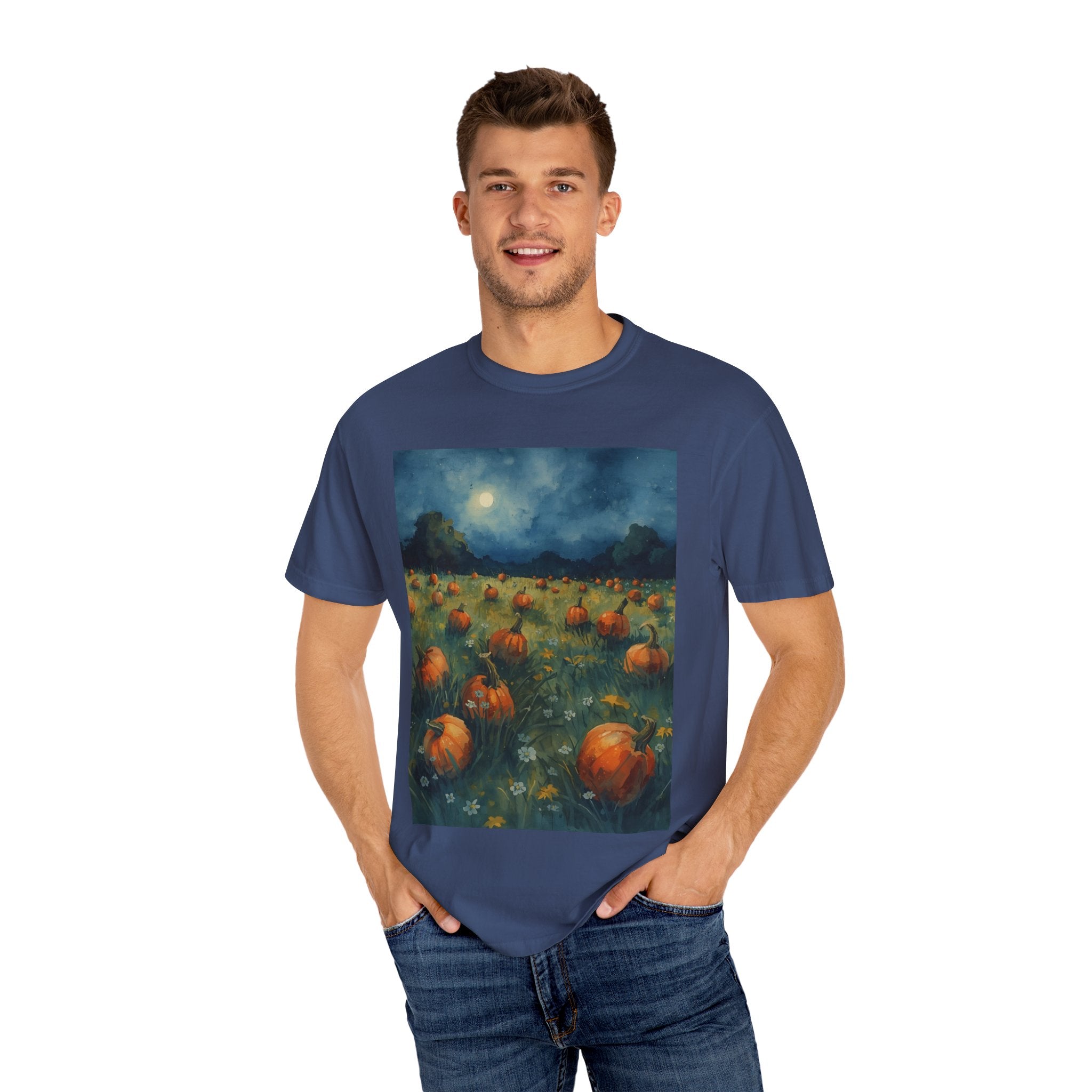 Pumpkin Patch Moonlit T-shirt | Fall Harvest Tee | Halloween Shirt | Unisex Autumn Apparel | Cozy Gift for Pumpkin Lovers