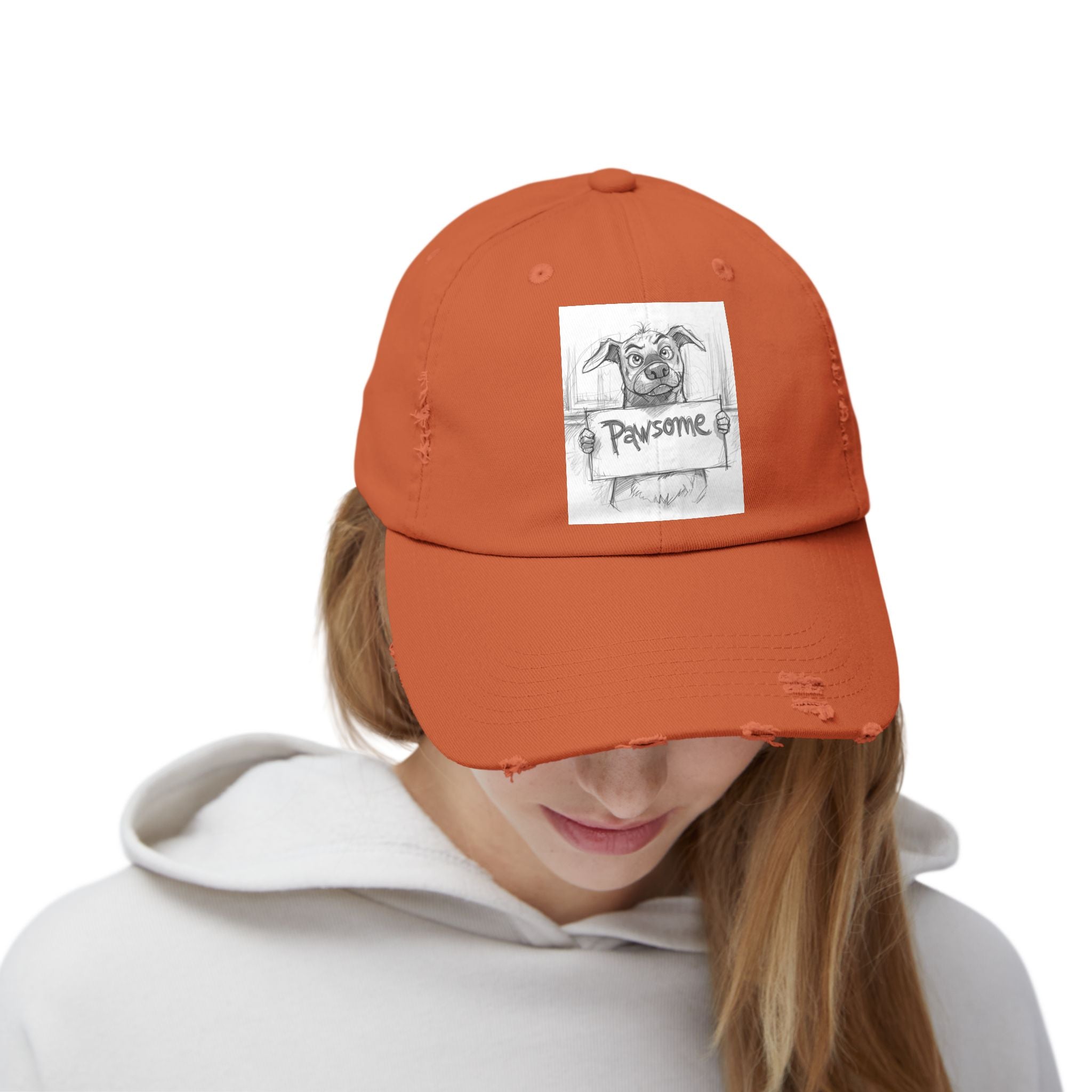 Pawsome Unisex Distressed Cap - Dog Lover Hat, Pet Gift, Casual Wear, Outdoor Accessory, Fun Pet-Themed Cap