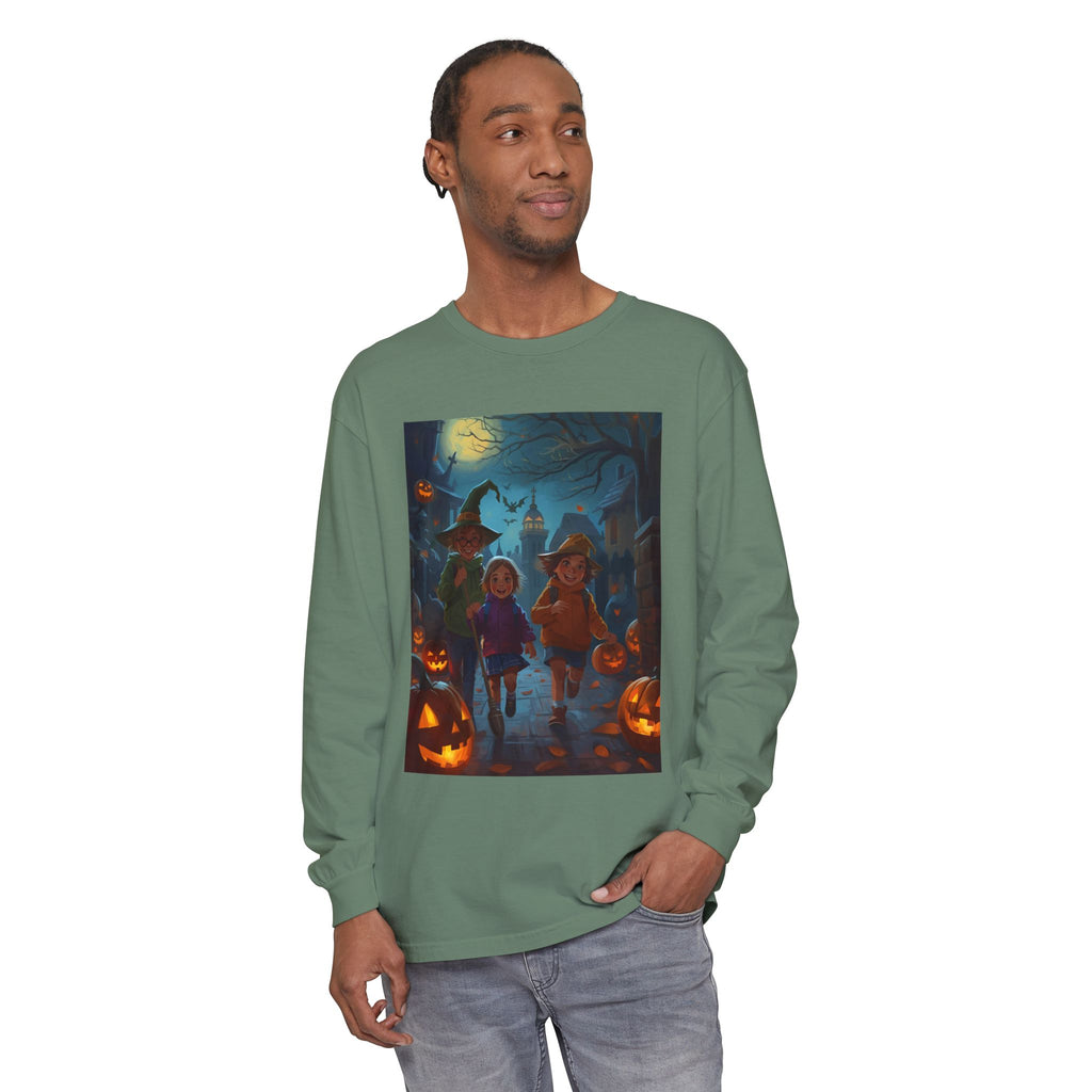 Halloween Themed Unisex Long Sleeve T-Shirt, Spooky Autumn Apparel, Trick-or-Treat Shirt, Fall Fashion, Casual Halloween Outfits
