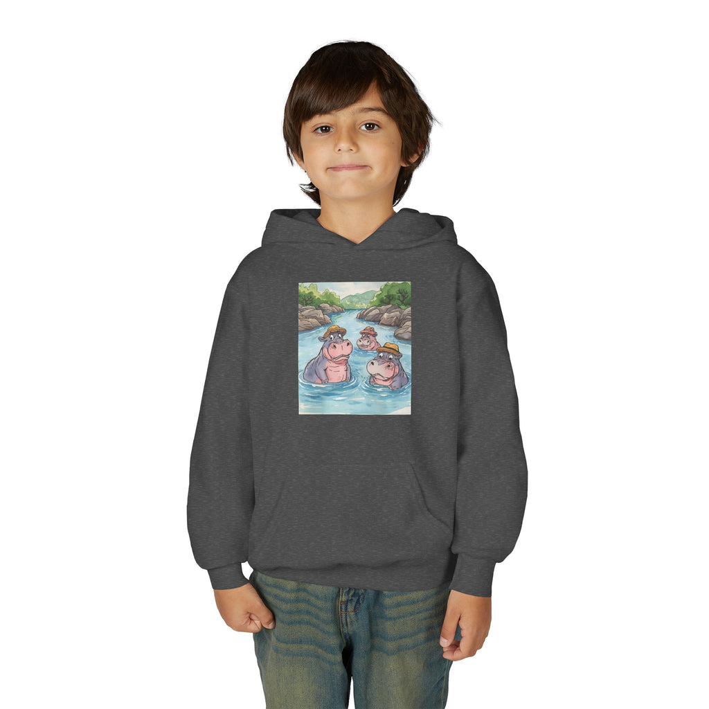 Hippo Cute Youth Heavy Blend Hooded Sweatshirt