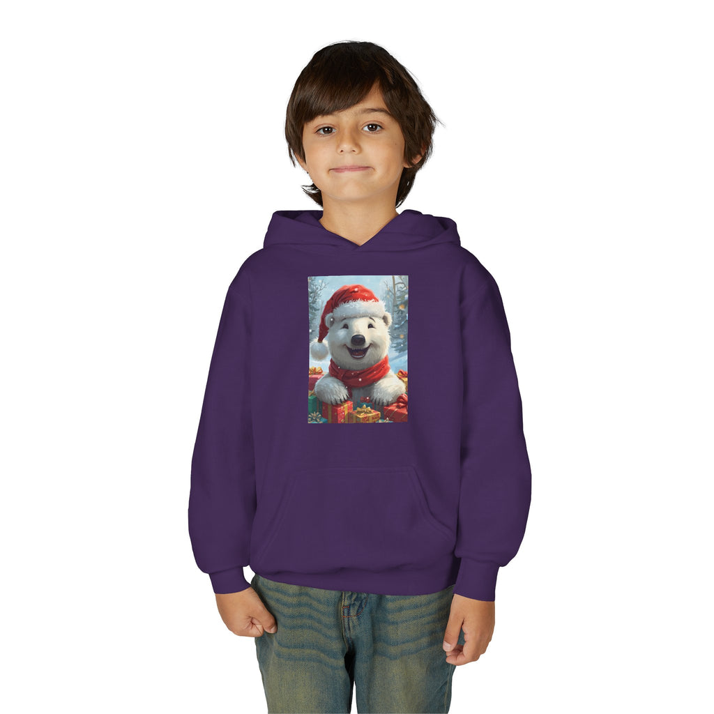 Christmas Bear Youth Heavy Blend Hooded Sweatshirt