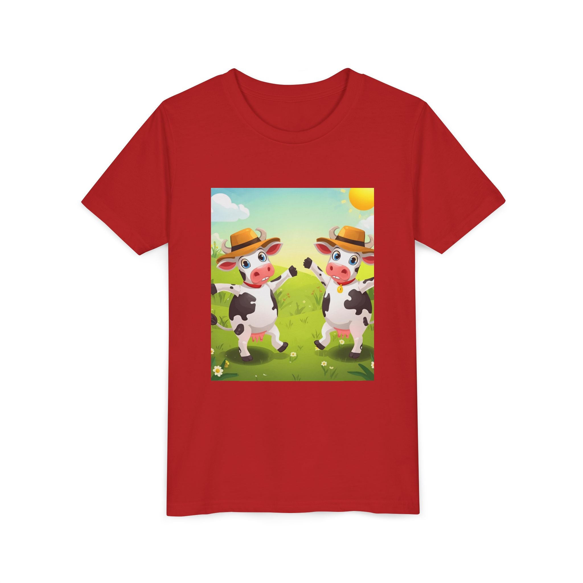 Cute Cow Fun Farm Youth Short Sleeve Tee