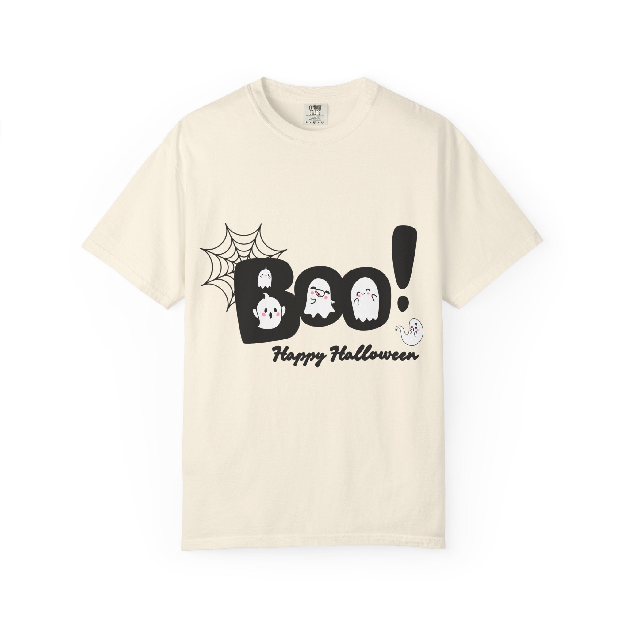 Halloween Boo T-Shirt, Unisex Garment-Dyed Tee, Spooky Costume, Fall Apparel, Trick or Treat Shirt, Ghost Print Top