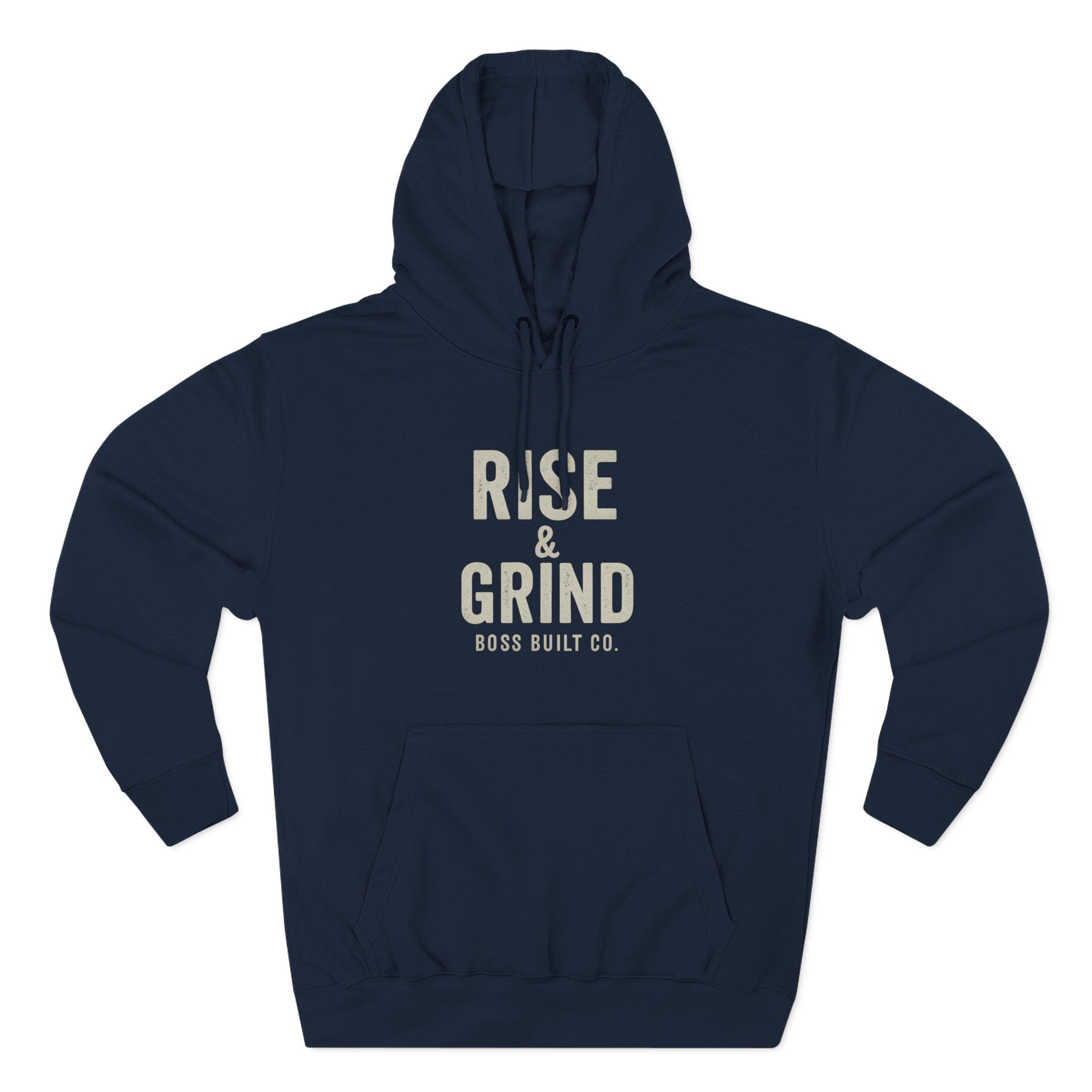Boss Built Co Rise & Grind Hoodie — Motivational Fleece Pullover for Hustle Mindset