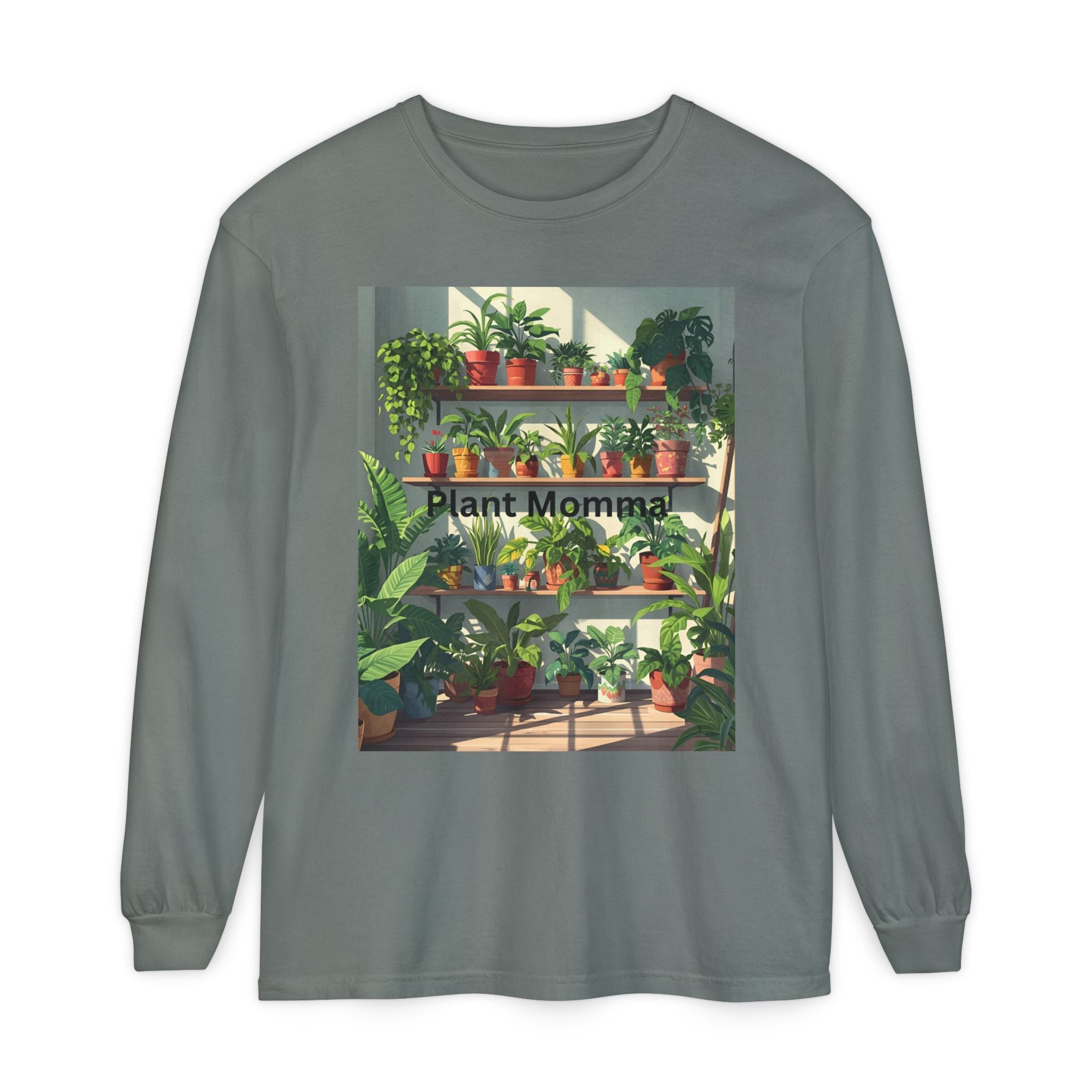 Plant Momma Long Sleeve T-Shirt, Perfect for Plant Lovers, Gardening Gifts, Eco-friendly Fashion, Casual Wear, Spring Celebrations